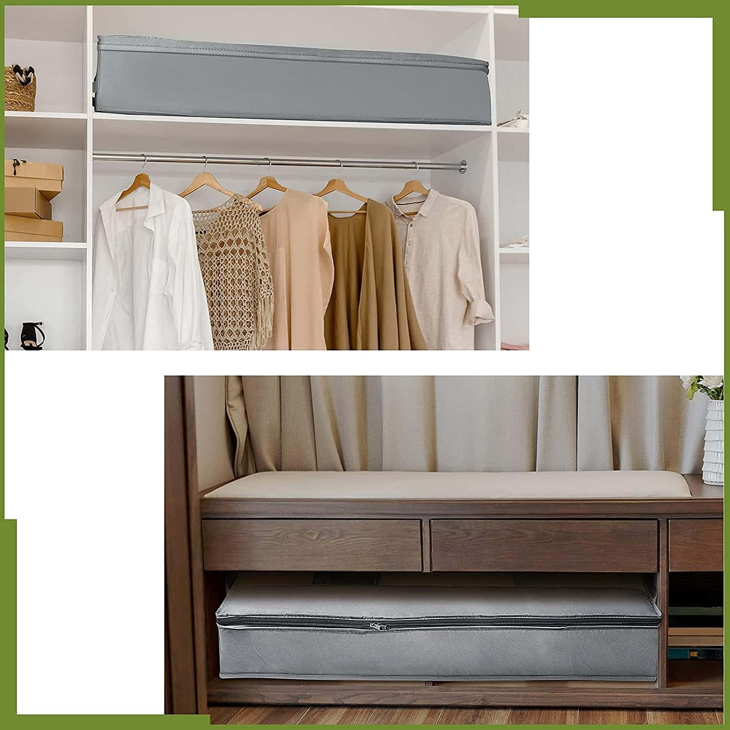 Underbed Storage Bags Solutions Organizer with Zips and Clear Window for Clothes,Duvet Comforters Blankets Bedding Quilts Moving(2 Pack) image number 2