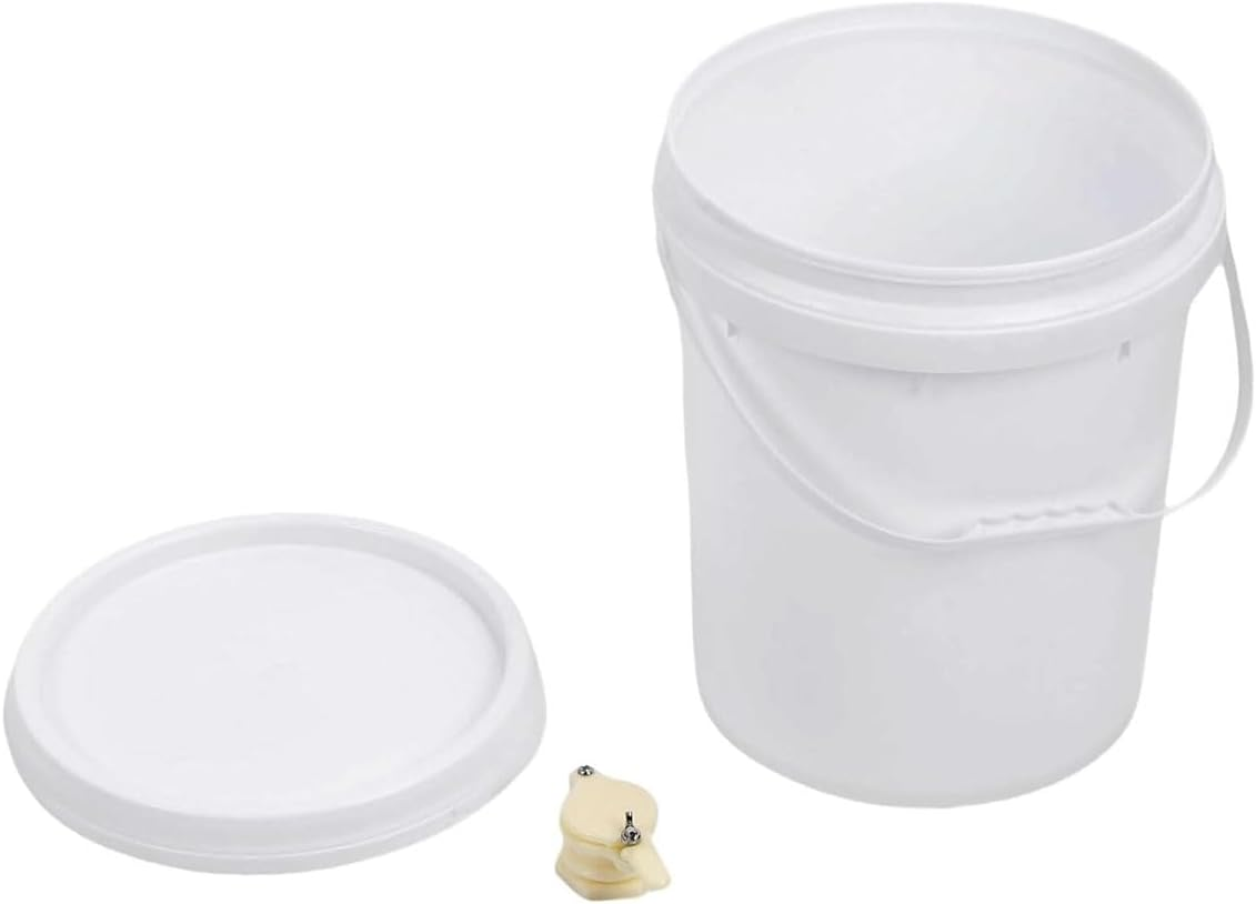 OZBEE 2 Pack Plastic Honey Bucket 20 Liter Pail with Double Seal Honey Gate, Handle & Sealed Lid | Stainless Steel Double-Layer Honey Sieve Filter, Extractor & Strainer | Beekeeping Harvesting Kit image number 1