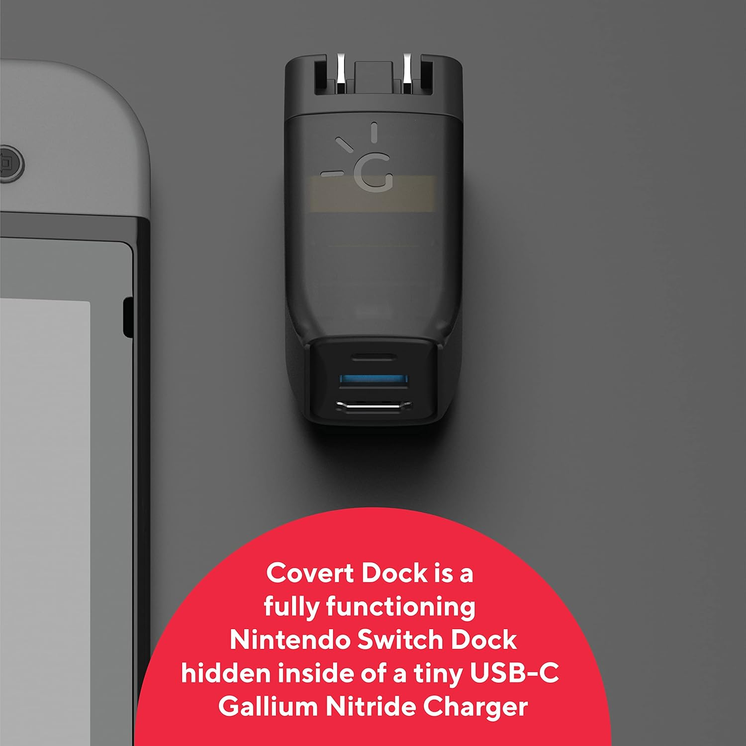 GENKI Global Covert Dock for Nintendo Switch - Ultra Portable Dock and USB-C 3.1 Cable for TV Docking & Charging, Additional 3 Regional Adapters Included image number 6