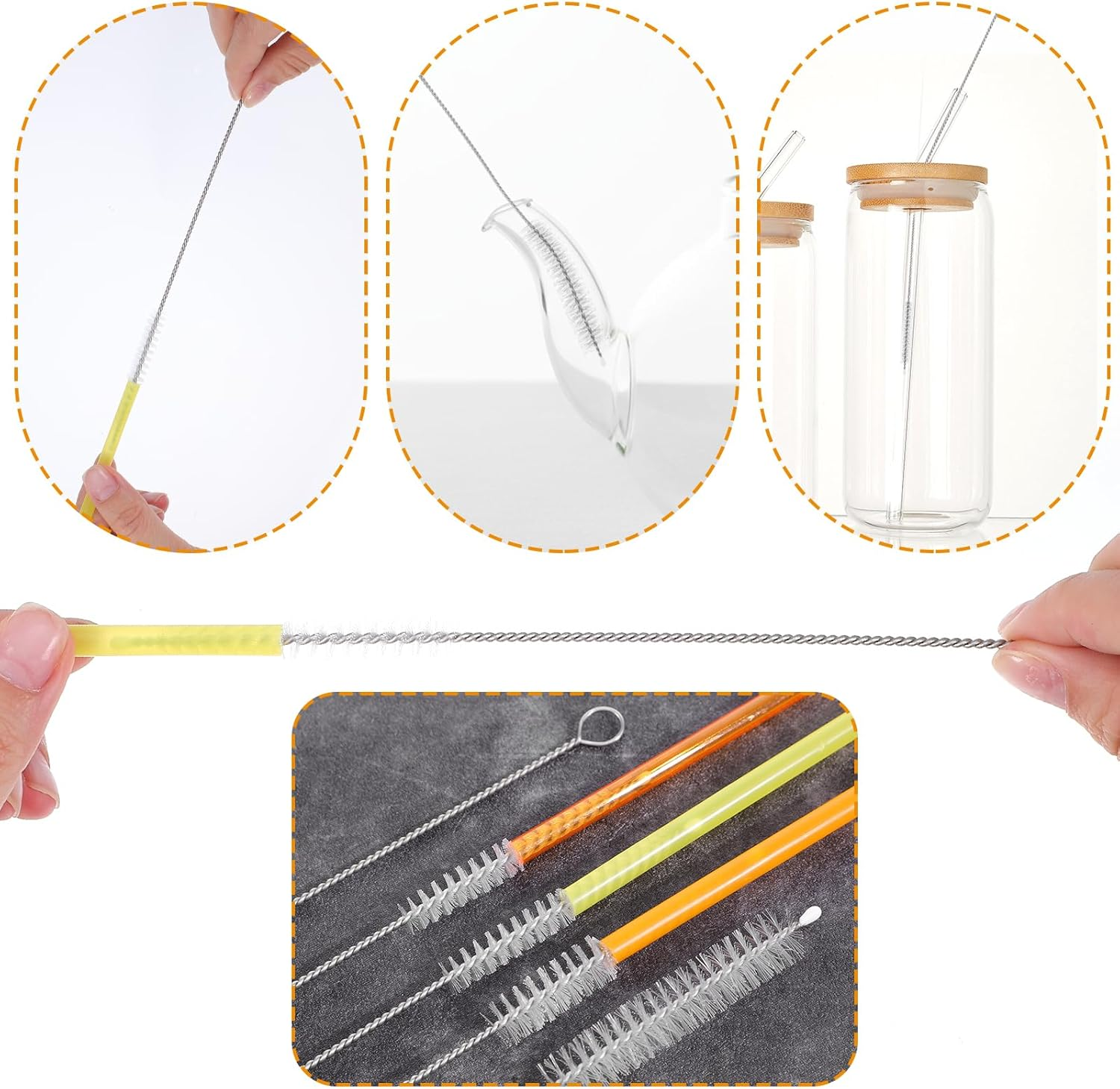 20 Pcs Straw Cleaner Brush 12 Inch Extra Long Straw Brush Reusable Metal Handles Cleaner Brushes Straws Brushes Cleaners with Nylon Bristles for Water Bottle Tubes Drinking Cup Cleaning image number 5