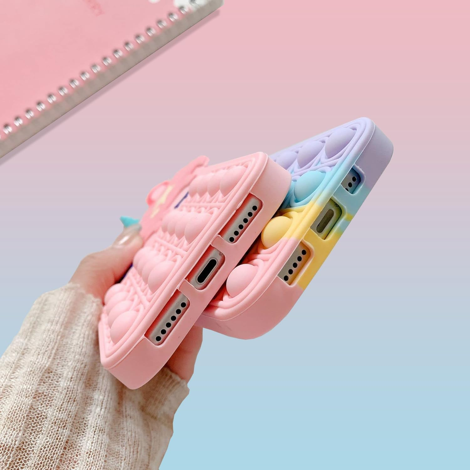 Aspack Pop Bubbles Case for Iphone 12/12 Pro, Cute Lovely Cartoon Unicorn Rainbow Pop Shockproof Silicone Soft Phone Case for Apple Iphone 12/12 Pro 6.1 Inch image number 2