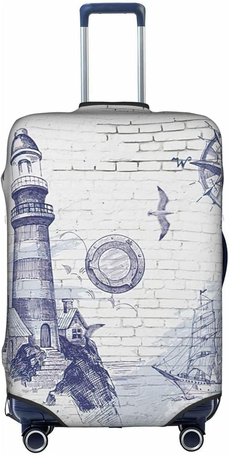 Odddot Sail Boat Nautical Compass Print Travel Luggage Cover,Suitcase Protector Cover, Washable Baggage Covers,For 18-32 Inch Luggage, Sail Boat Nautical Compass, X-Large image number 3