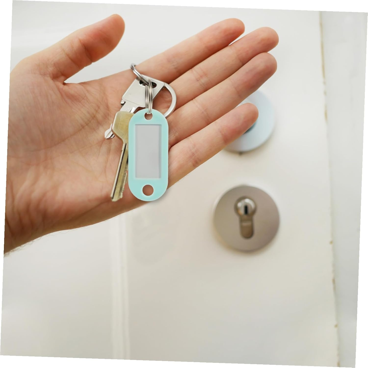 DIKACA 15Pcs Hanging Keychain Labels with Reusable Inserts Creative Key Tags for Organizing Keys Luggage School Bags and Travel Accessories Mint Green Classification Pendants image number 1