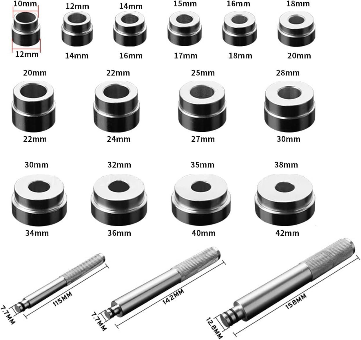Bearing Race and Seal Driver Set, 17Pcs Auto Bearing Race Seal Driver Disc Tool Master Set Wheel Axle Bushing Removal Kit with Blue Carrying Case for Motorbikes, Bikes Wheel Bearings Kit image number 4