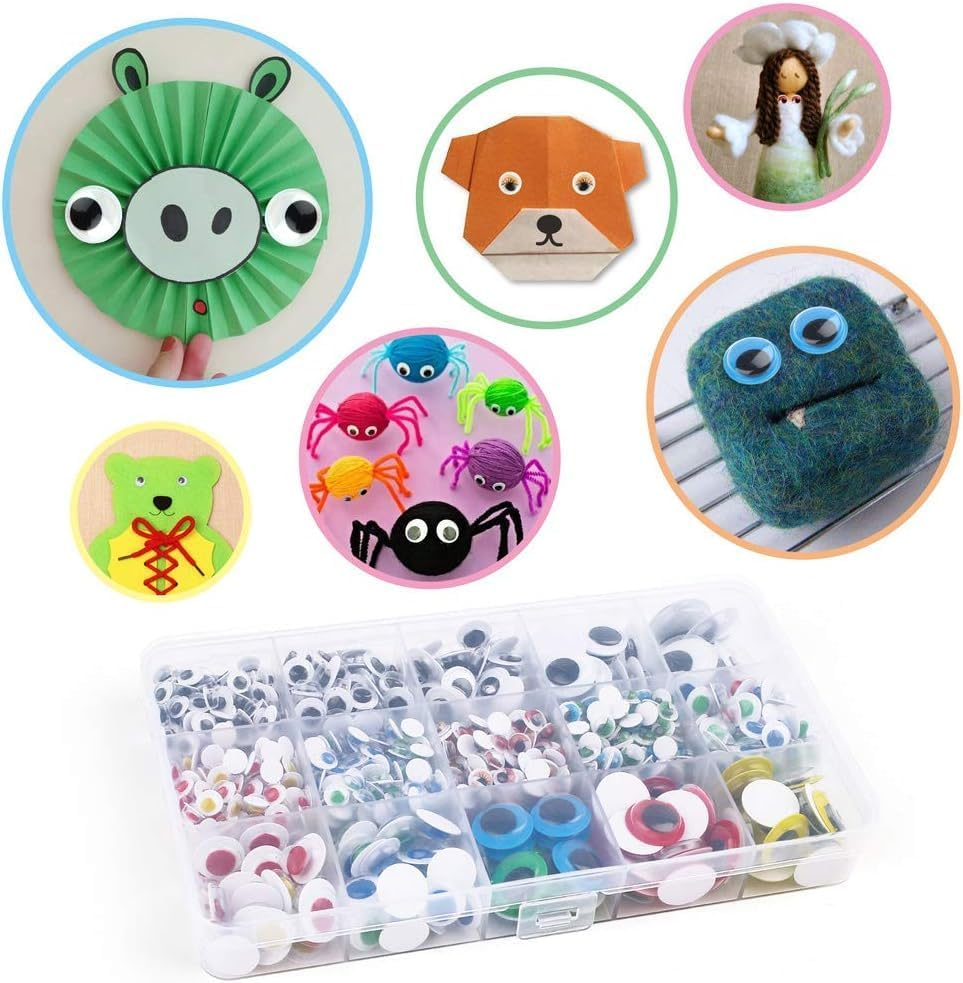 1500Pcs Craft Sticker Wiggle Eyes,Doll Wiggle Eyes Self Sticking Doll Puppet Eyeball DIY Decoration Craft Lifelike Vivid Googly Eyes Replacement image number 5
