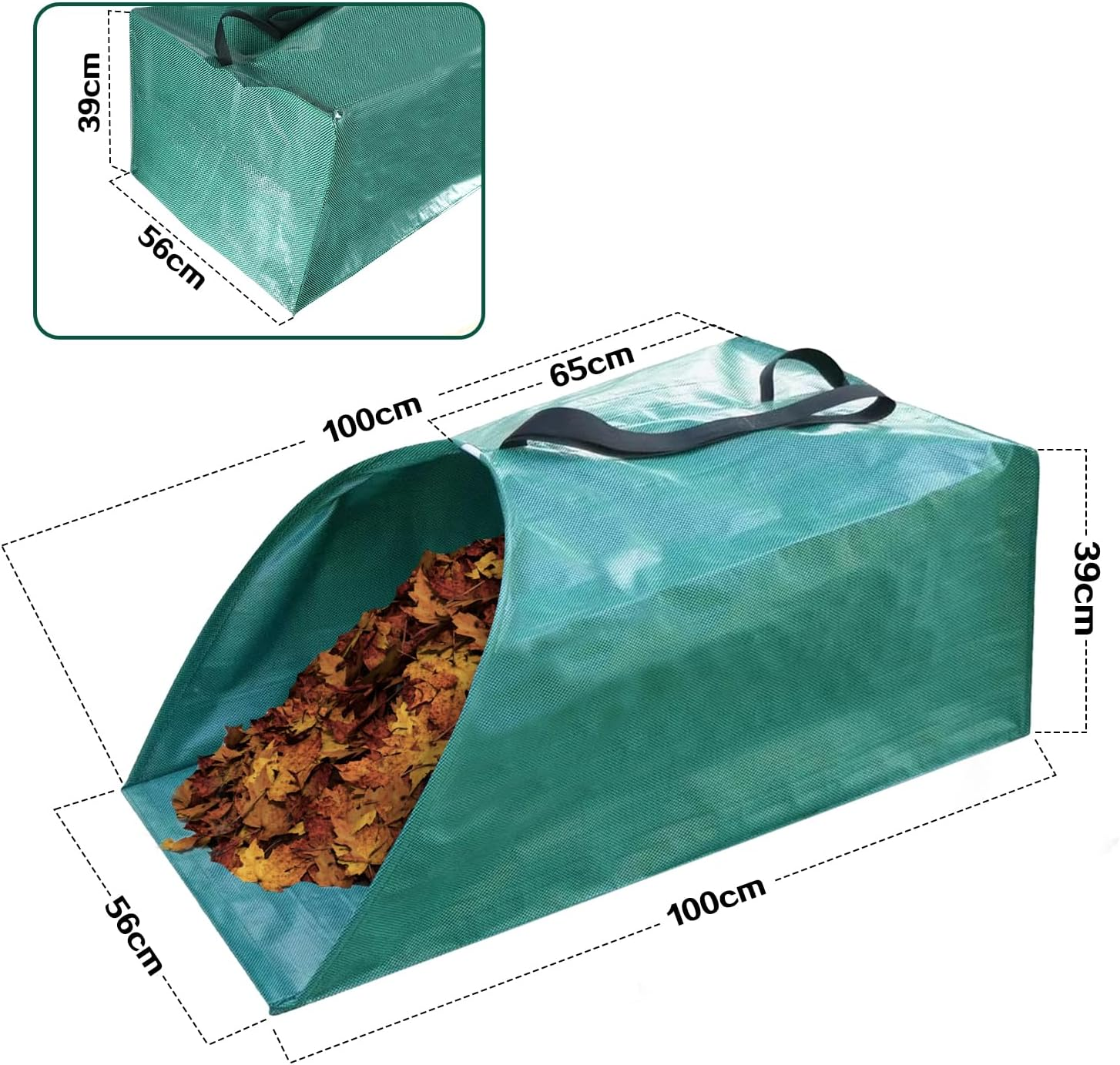 Dustpan Type Garden Waste Bag 200L X 2 Reusable Leaf Collector Heavy Duty Garden Sack Leaf Bag with Handles (Dustpan 200L) image number 3