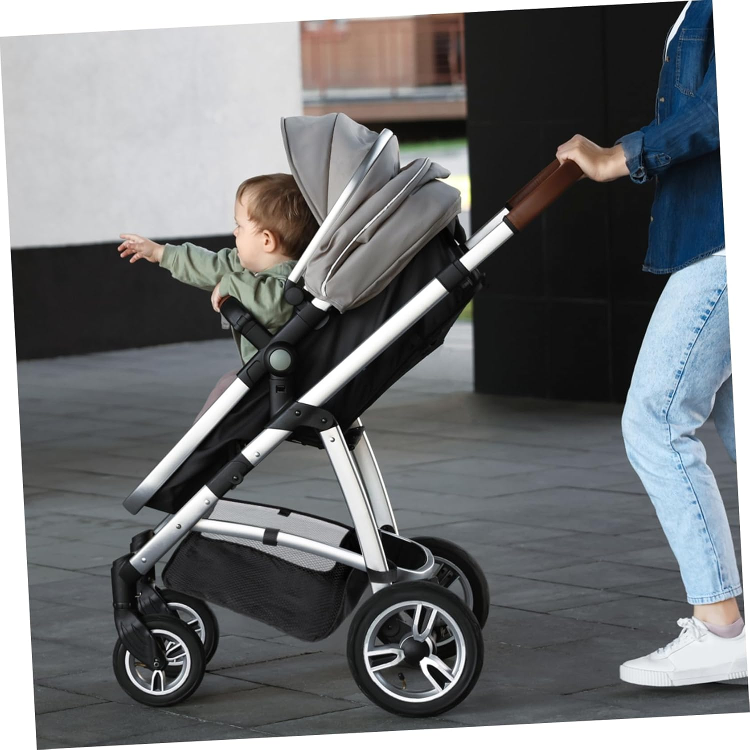 DOITOOL Baby Stroller Storage Basket, Black Oxford Cloth Pram Organiser Net Bag, Under-Basket for Travel and Shopping image number 6