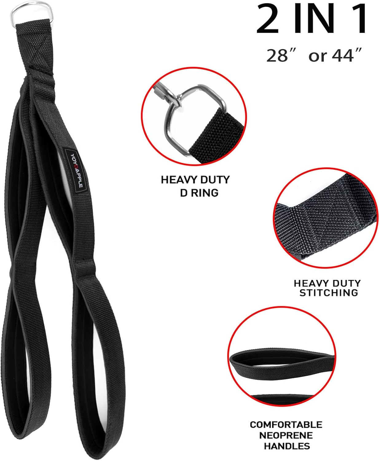 Tricep Rope Cable Attachment for Gym 2 Handles Built in 1 Strap,Long Rope Cable Attachment Greater Range of Motion, Tricep Pull down Rope for Facepulls, Push Downs, Crunches image number 1