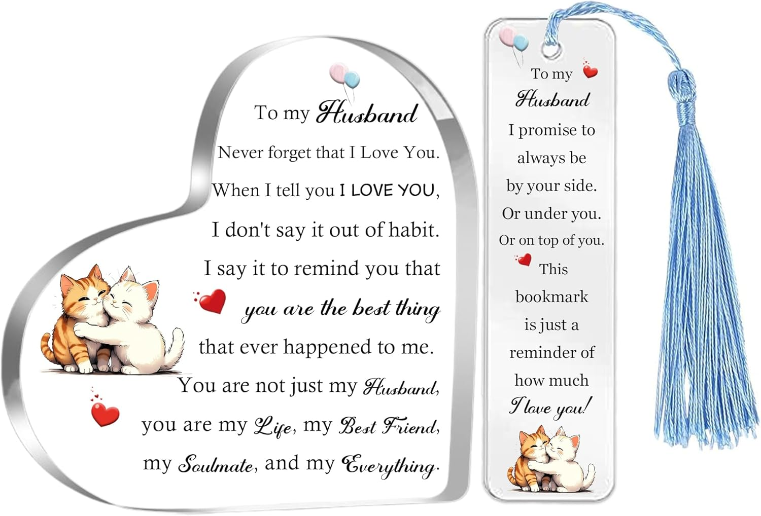 Husband Gifts for My Man Gift Birthday Heart Signs Bookmark 2PC Set Wedding Anniversary Presents Soulmates My Lover Plaques Christmas Valentines Day Keepsake for Him I Love You Romantic Gifts