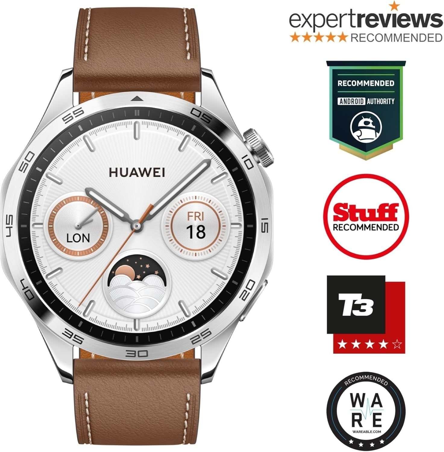 HUAWEI Watch GT 4 Smartwatch, 46Mm Brown Leather, up to 2 Weeks Battery Life Fitness Tracker, Compatible with Android & Ios, Health Monitoring Including Sleep Tracking, GPS, AU Version - Brown image number 2