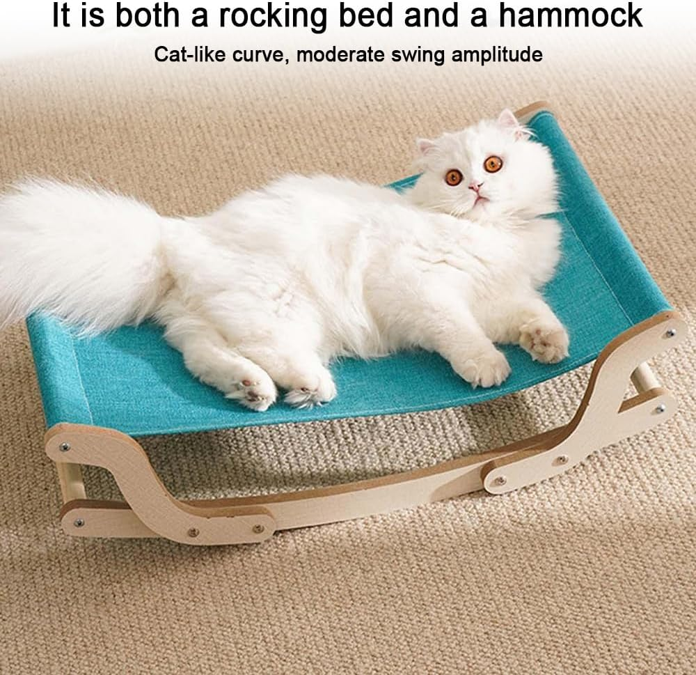 TOMVAES Cat Swing Bed Pet Rocking Hammock for Kitten or Small Puppy Dog Indoor and Summer Breathable Outdoor Pet Camp Bed Easy to Assemble Wooden Frame Hanging Pet Bed image number 3