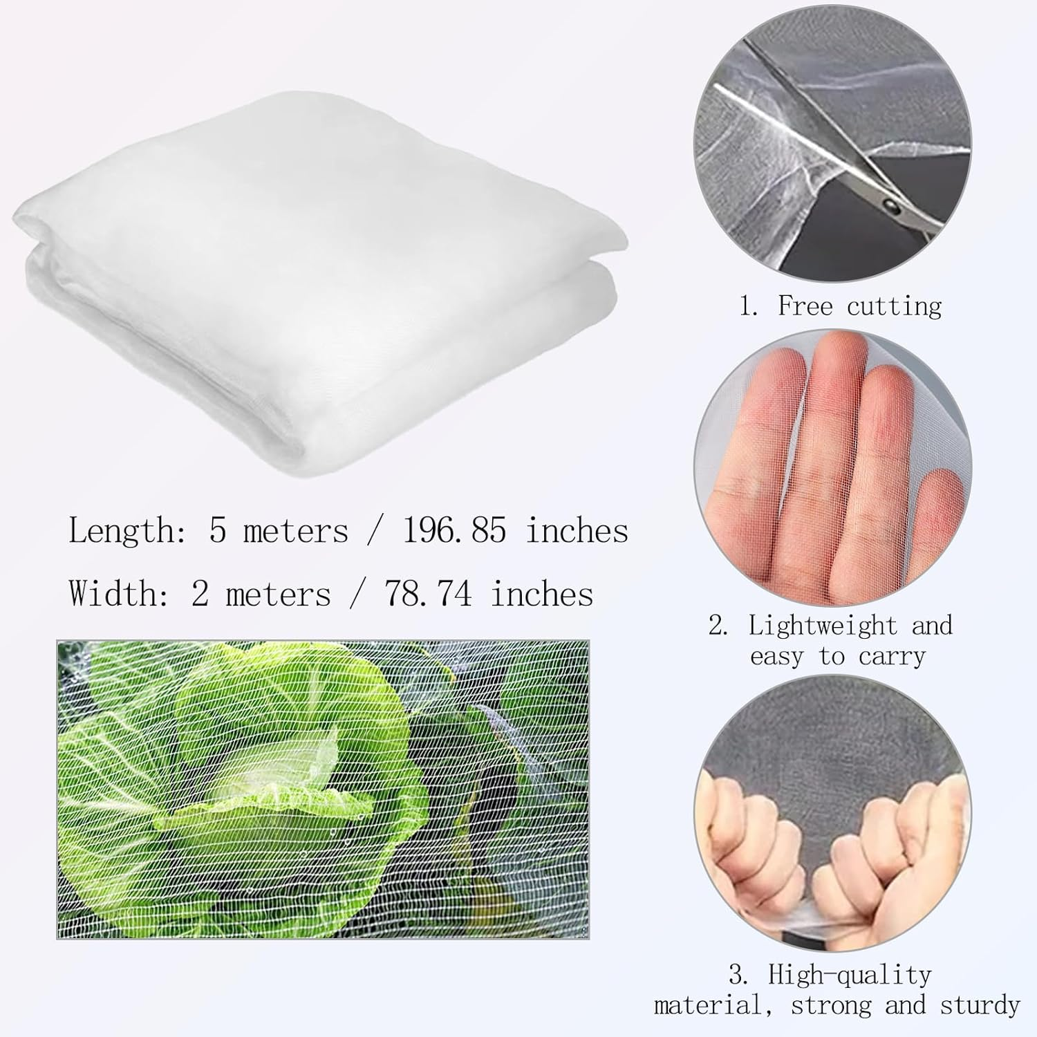 5X2M Garden Net Plant Insect Net Fruit Net Protection Bag Bird and Butterfly Net for Protecting Vegetables Fruits Plants Flowers and Crops Suitable for Planting Tunnels Greenhouses Outdoor and Indoor image number 4