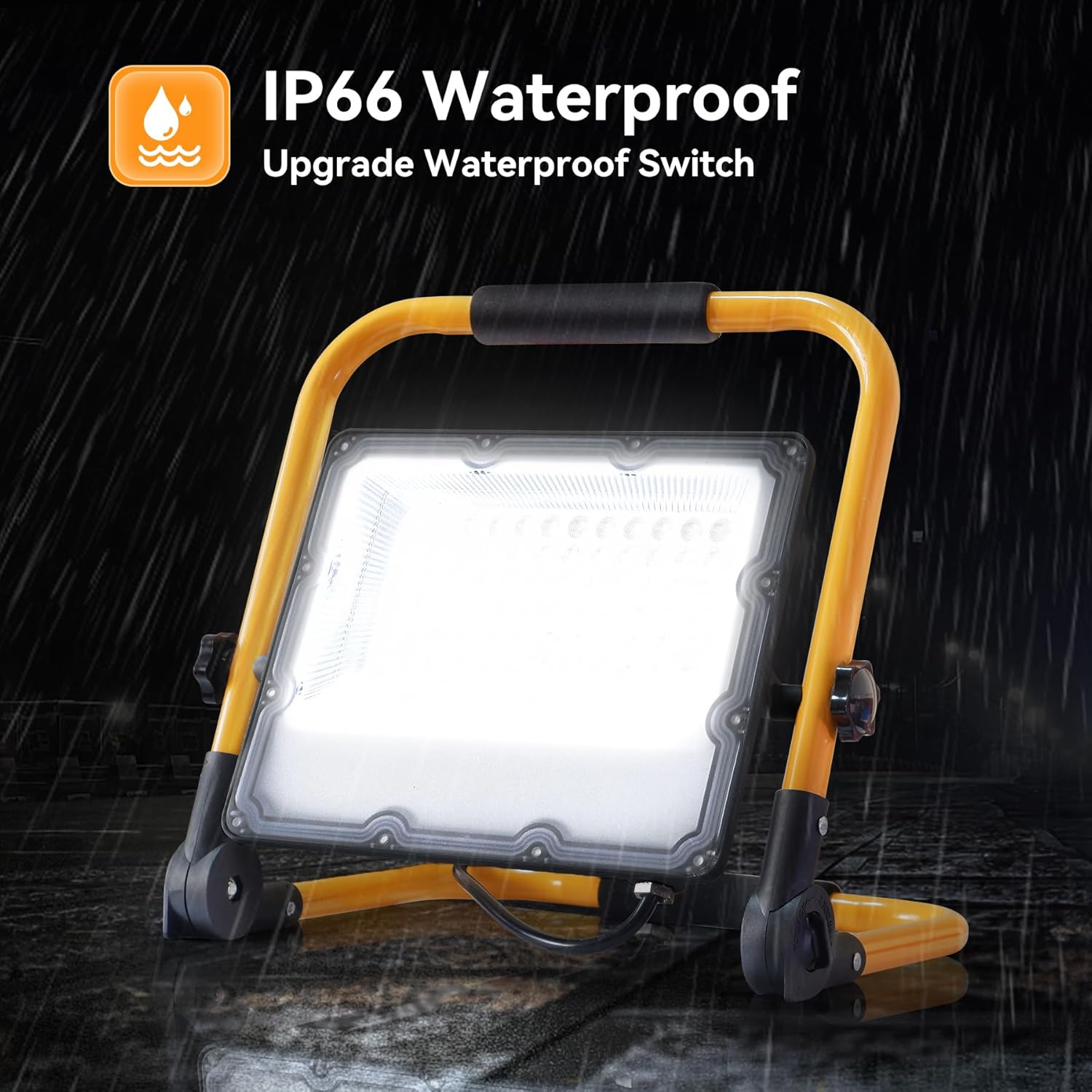 MEEKBOS 150W LED Work Light, 15000LM Construction Light with 4M Cable, 1000W Equivalent 6500K Adjustable Working Lights, IP66 Waterproof Job Site Light for Construction Site,Workshop,Garage