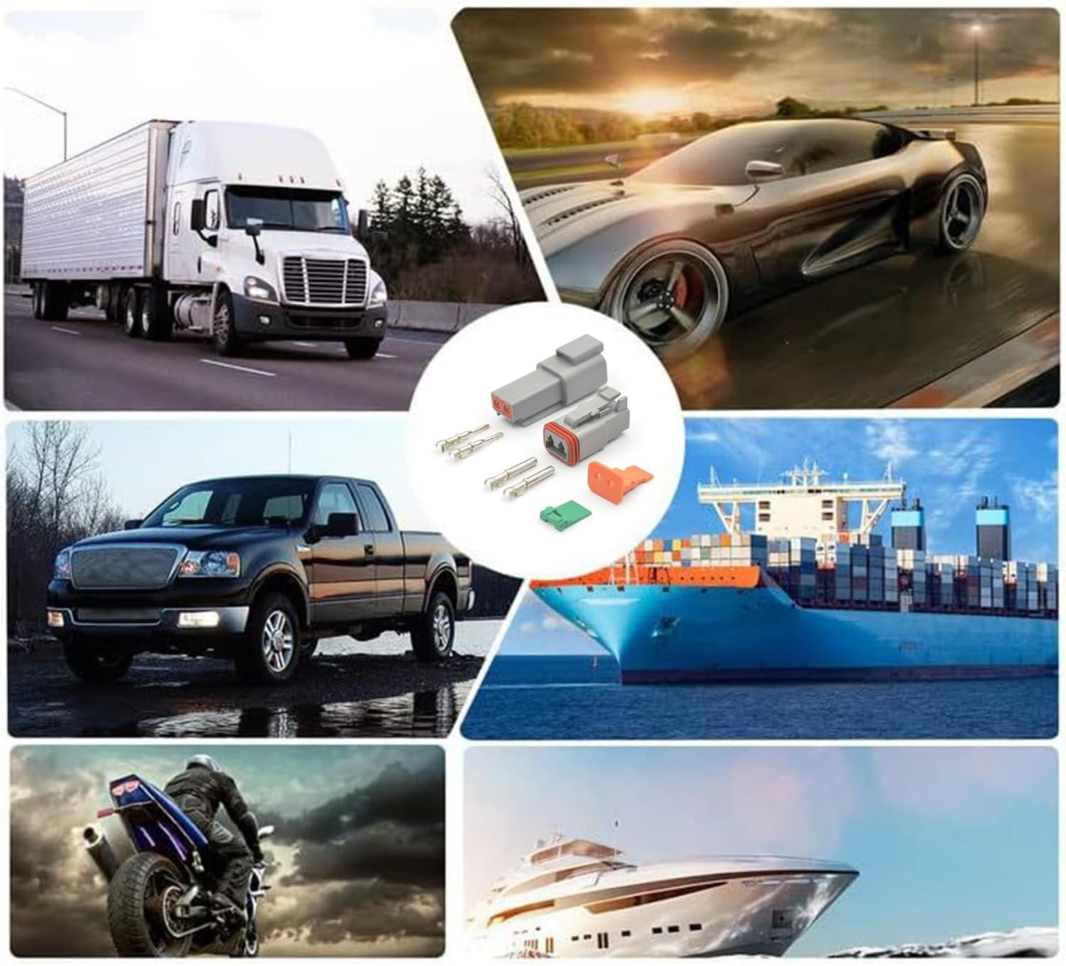 Roczential 6 Sets DT Connector Kits 2 Pin Waterproof Electrical Wire Connector with Size 16 Solid Contacts for Truck Off-Road Marine Motorcycle Wiring image number 5