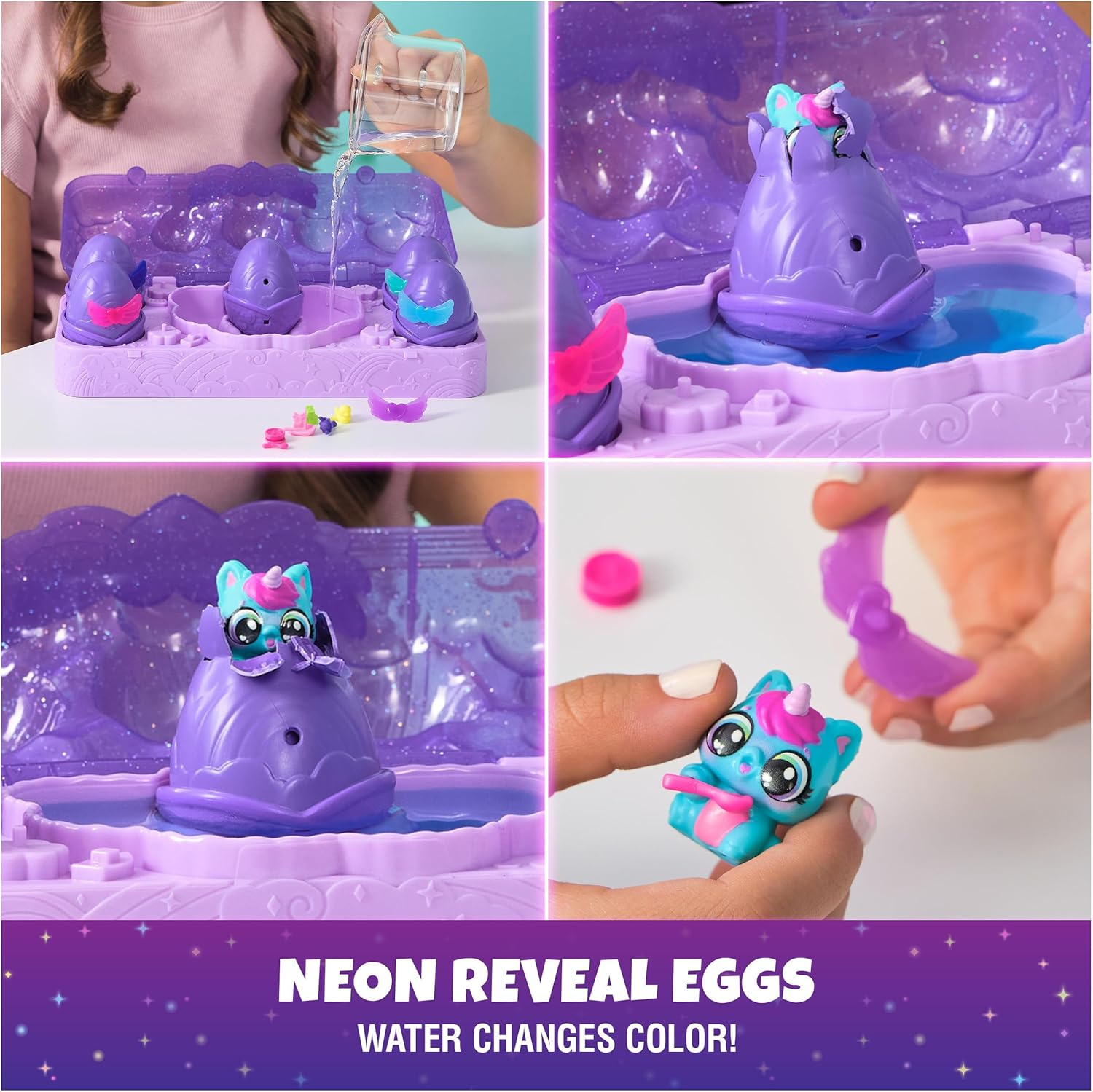 Hatchimals Alive, Neon Rainbow Egg Carton Toy with 5 Mini Figures in Colour Reveal Eggs and 11 Accessories, Kids&rsquo; Toys for Girls and Boys Aged 3 and Up image number 4