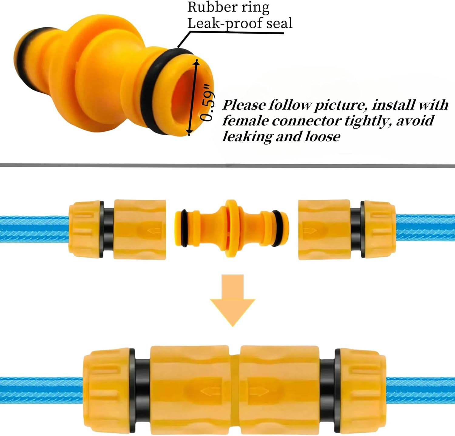 Garden Hose Connectors Set (Double Male Hose Connector（Yellow）) - 3/4 Inch Female Thread Quick Connector image number 7