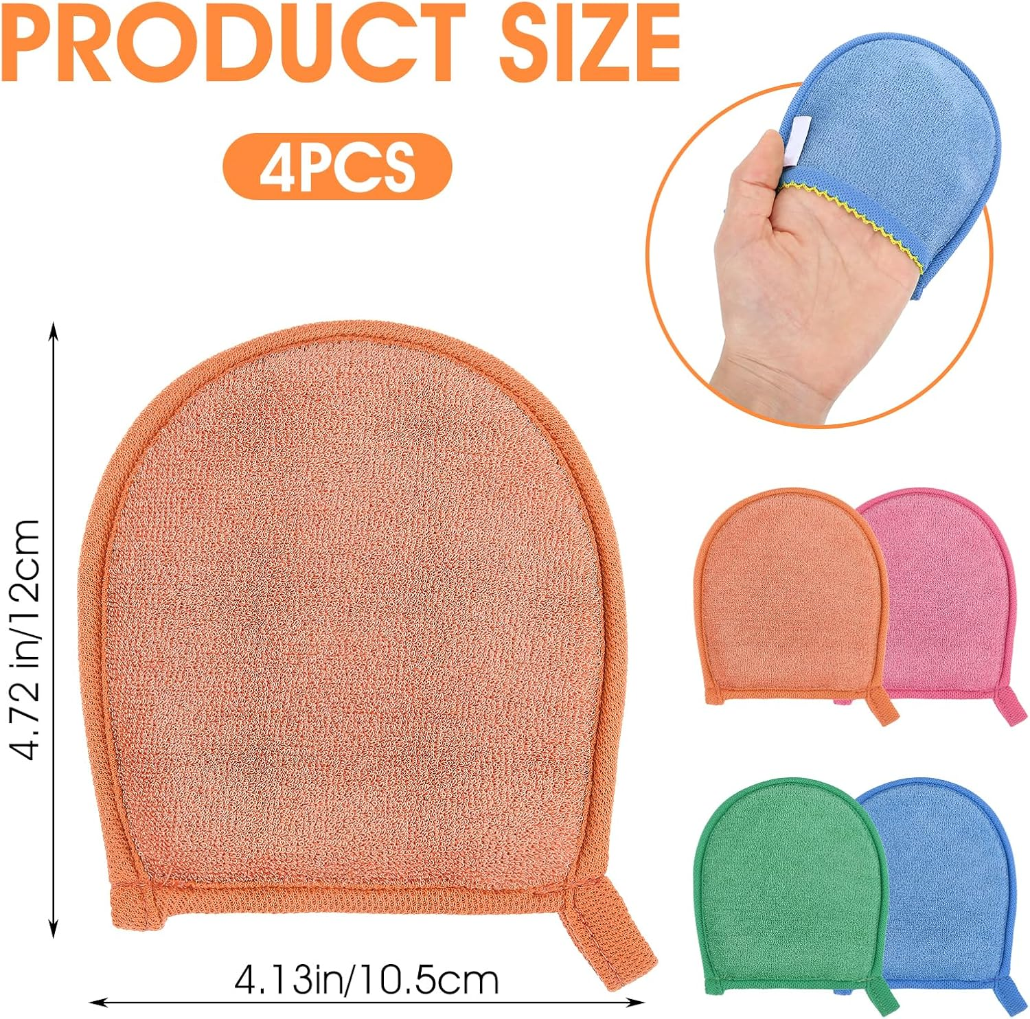 Ptwola 4 Pcs Exfoliating Facial Scrubber Mitt Face Cleanser Wash Mittens Exfoliator Deep Face Cleaning Polishing Gloves Body Skin Dead Dry Remover Pad Tool for Men Women Bath Shower Spa Skincare image number 4