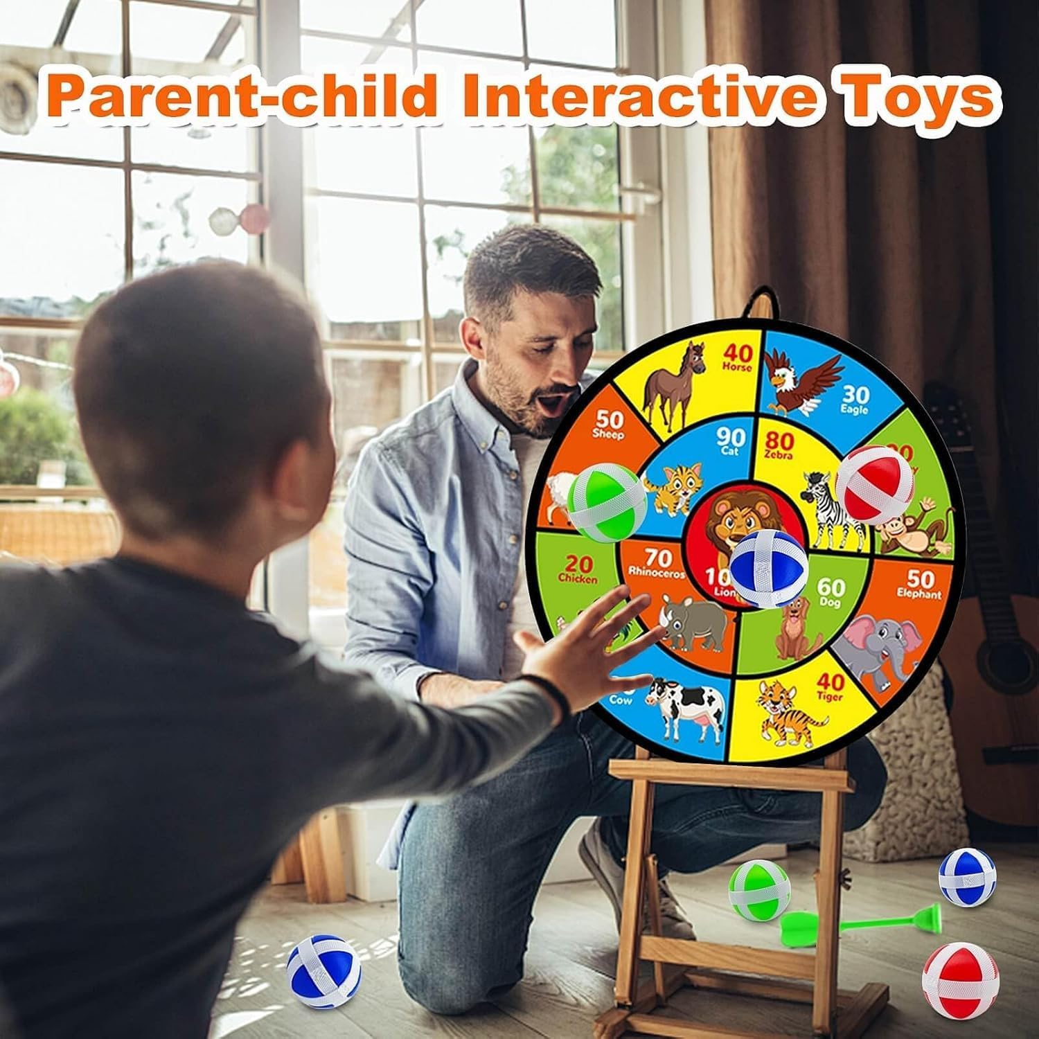 Dart Board with Balls for Kids 3-5： 29" Large Double-Sided Board Games Toys for Kids Ages 4-6 8-12 - Indoor Outdoor Activities Party Games - Birthday Gifts for 3 4 5 6 7 8 9 11 12 Year Old Boys Girls image number 3