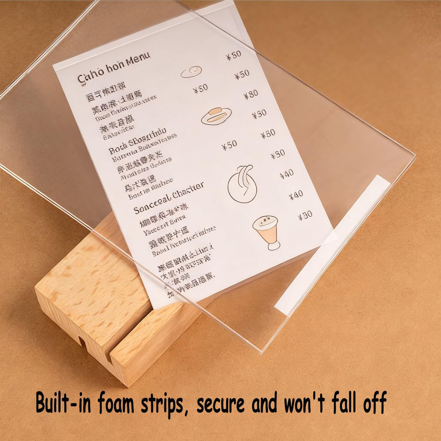 3 Pack A5 Acrylic Sign Holder with Wood Base,Clear Table Display Stand,L/T Shape Vertical & Slant Back Display,Double-Sided Tabletop Display Stand for Wedding, Restaurant, Store, Office, Hotel image number 5