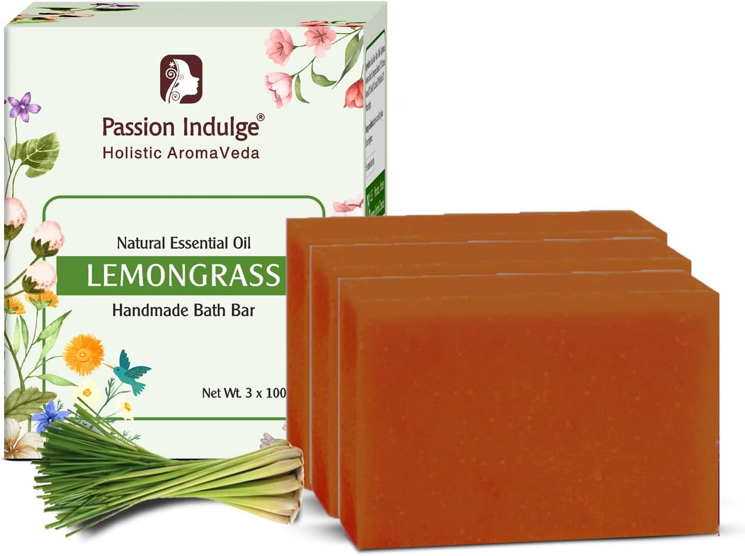 Lemongrass Essential Oil Based Handmade Natural Bath Bar, Light Yellow, 100 G (Pack of 3) image number 6