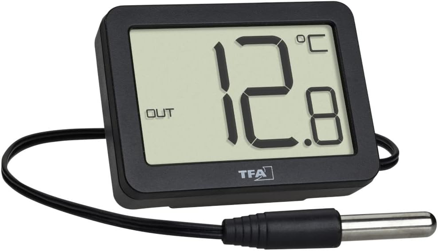 TFA Dostmann Digital Indoor/Outdoor Thermometer, 30.1066.01, Including Waterproof Temperature Sensor, Maximum and Lowest Values, with Magnet/Stand, Black image number 3