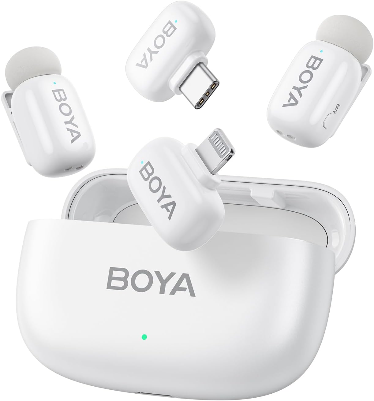 BOYA Mini Wireless Lavalier Microphone for USB-C Iphone 15/16 Android Smartphone/Tablet with Type-C Input, AI Voice Change, Noise Reduce, 30H Battery Life&Charge Case for Youtube Podcast Vlog Tiktok