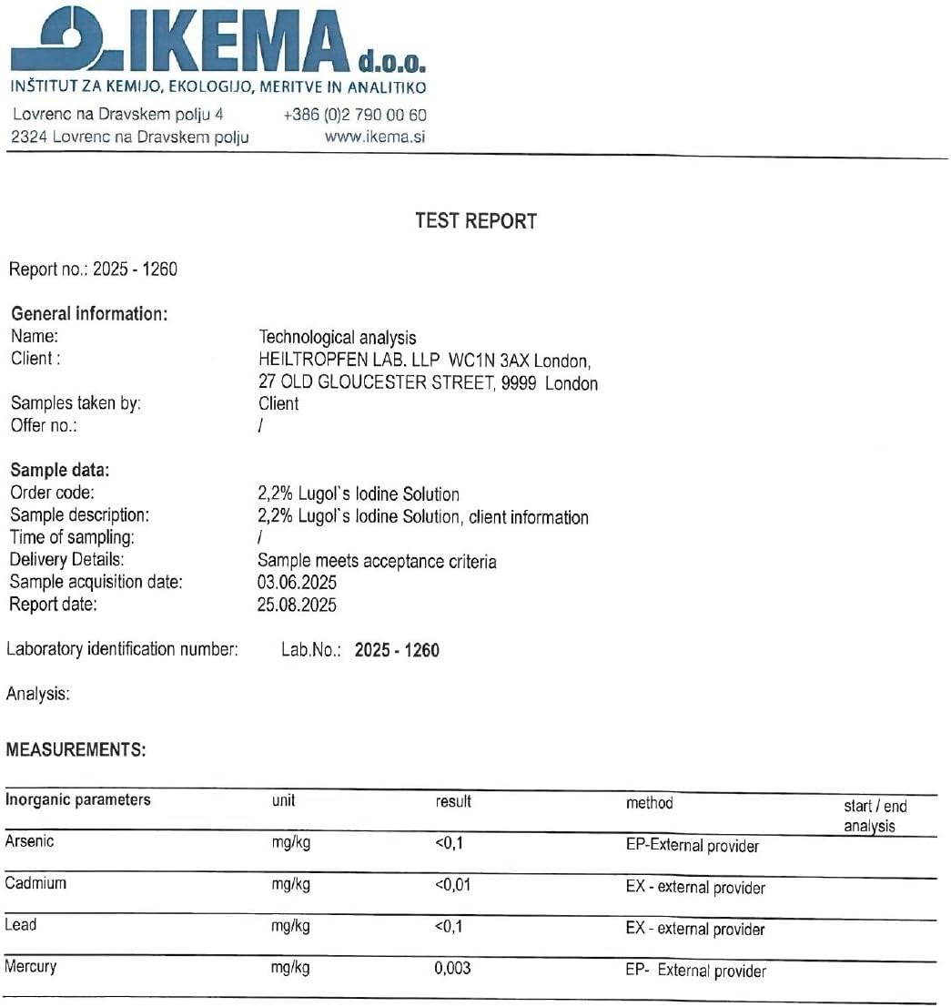 2.2% Lugol'S Iodine Solution (3.4 Fl Oz), Pharmaceutical Grade, Lugols Solution Made with Iodine and Potassium Iodide. Heiltropfen&reg; image number 2