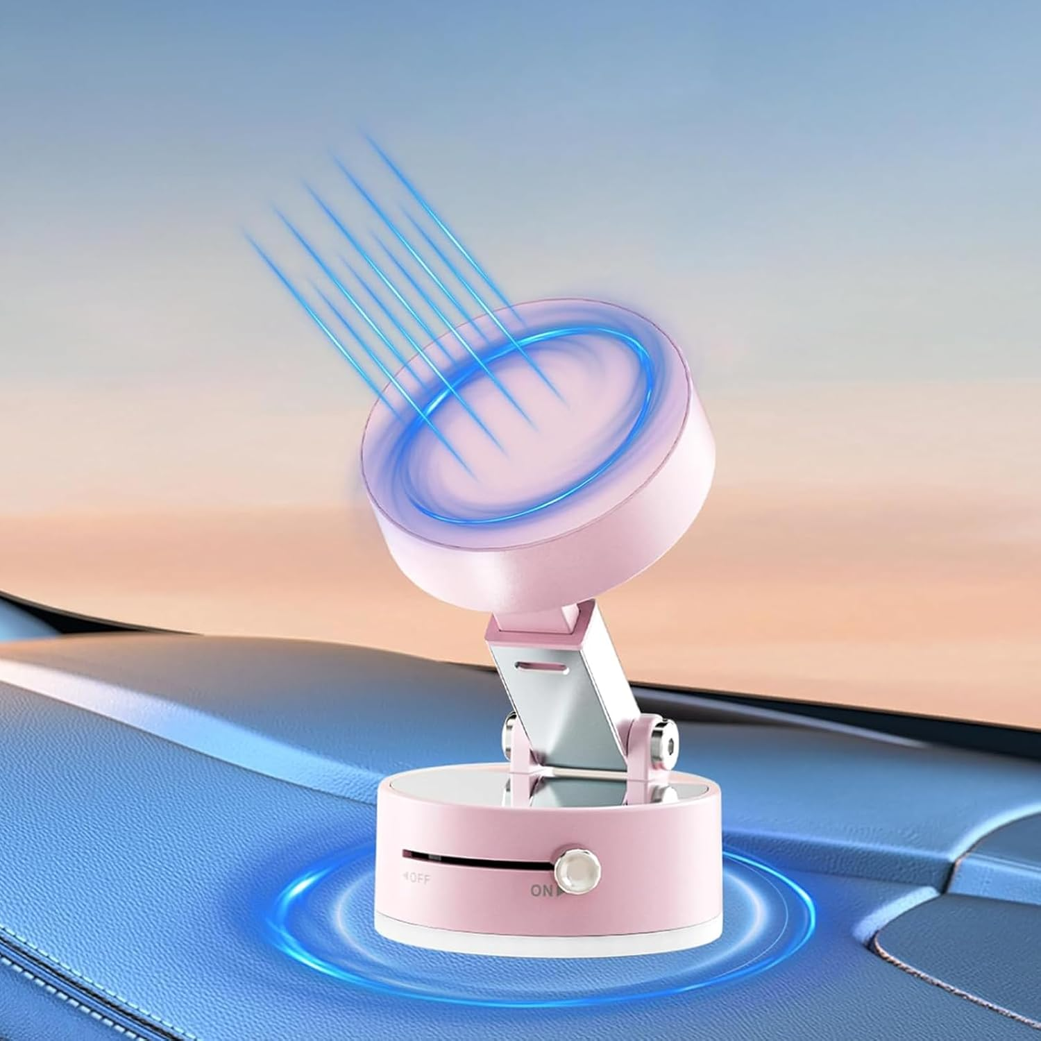 Foldable Magnetic Vacuum Phone Holder, 360&deg; Rotatable Suction and Retractable Cup Phone Mount for I-Phone 16/15/14/13/12 All Phones, Pink - Pink image number 4