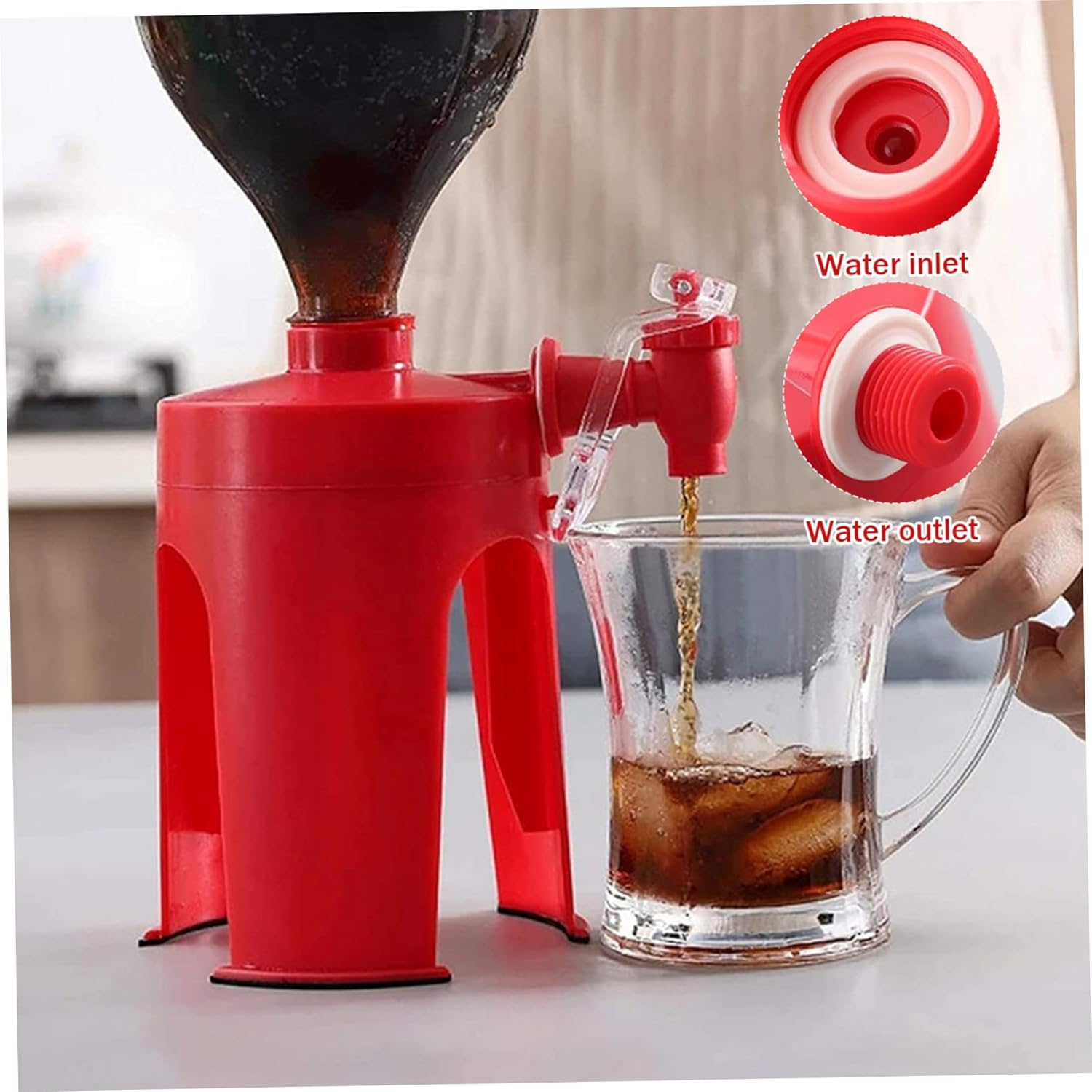 Soda Dispenser, 2PCS Plastic Upside down Soda Bottle Dispenser with Tap, Leakproof Drink Bottle Inverted Drinking Fountain Non Slip Touchless Beverage Machine for Party Home Bar- image number 6