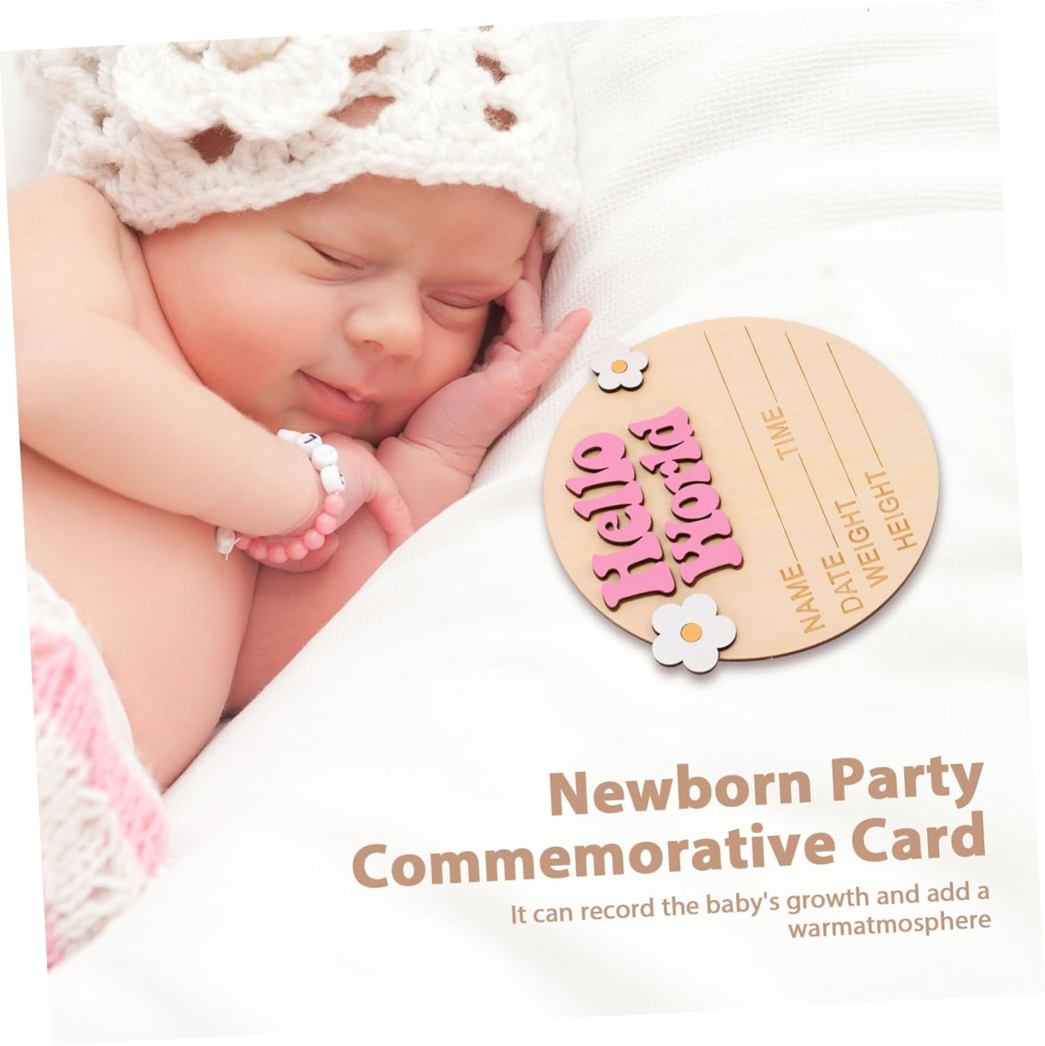 Minkissy Personalised Growth Commemorative Card Rustic Nursery Decor Newborn Announcement Sign Wood Name Sign - Purple image number 7