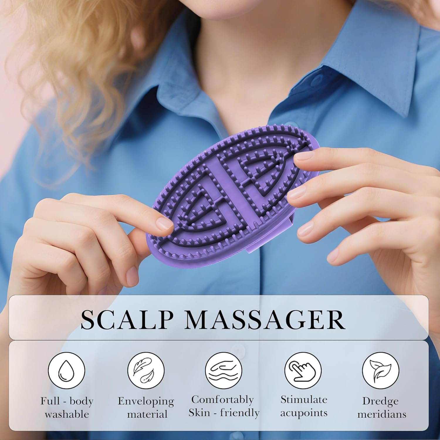 Reignsword 2Pcs Meridian Brush Massage Set, Beauty Salon Professional Acupressure Comb, Full Body Relaxation Therapy Tools, Portable Handheld Cepillo De Meridianos Para Masajes (Purple) image number 5