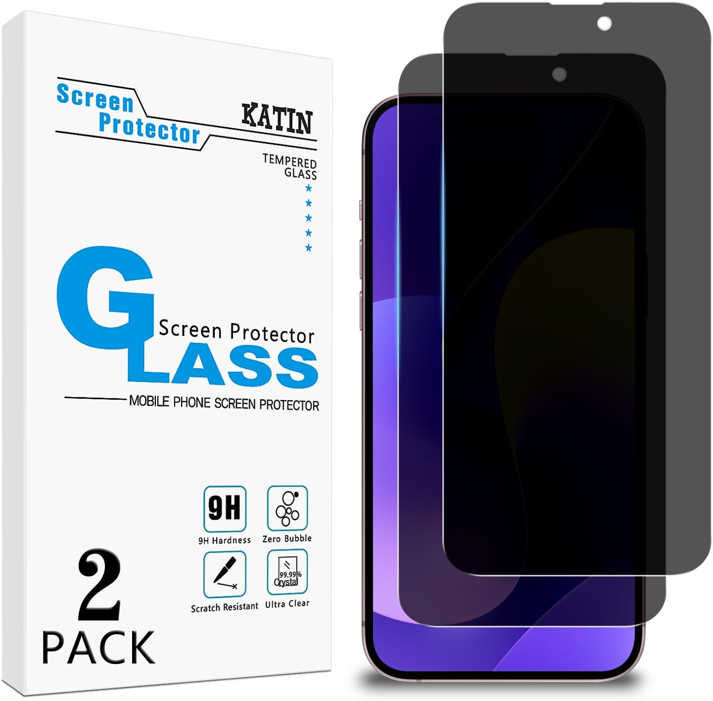 KATIN [2-Pack] Designed for Iphone 13, Iphone 13 Pro Tempered Glass Screen Protector, Easy to Install, anti Scratch, Case-Friendly