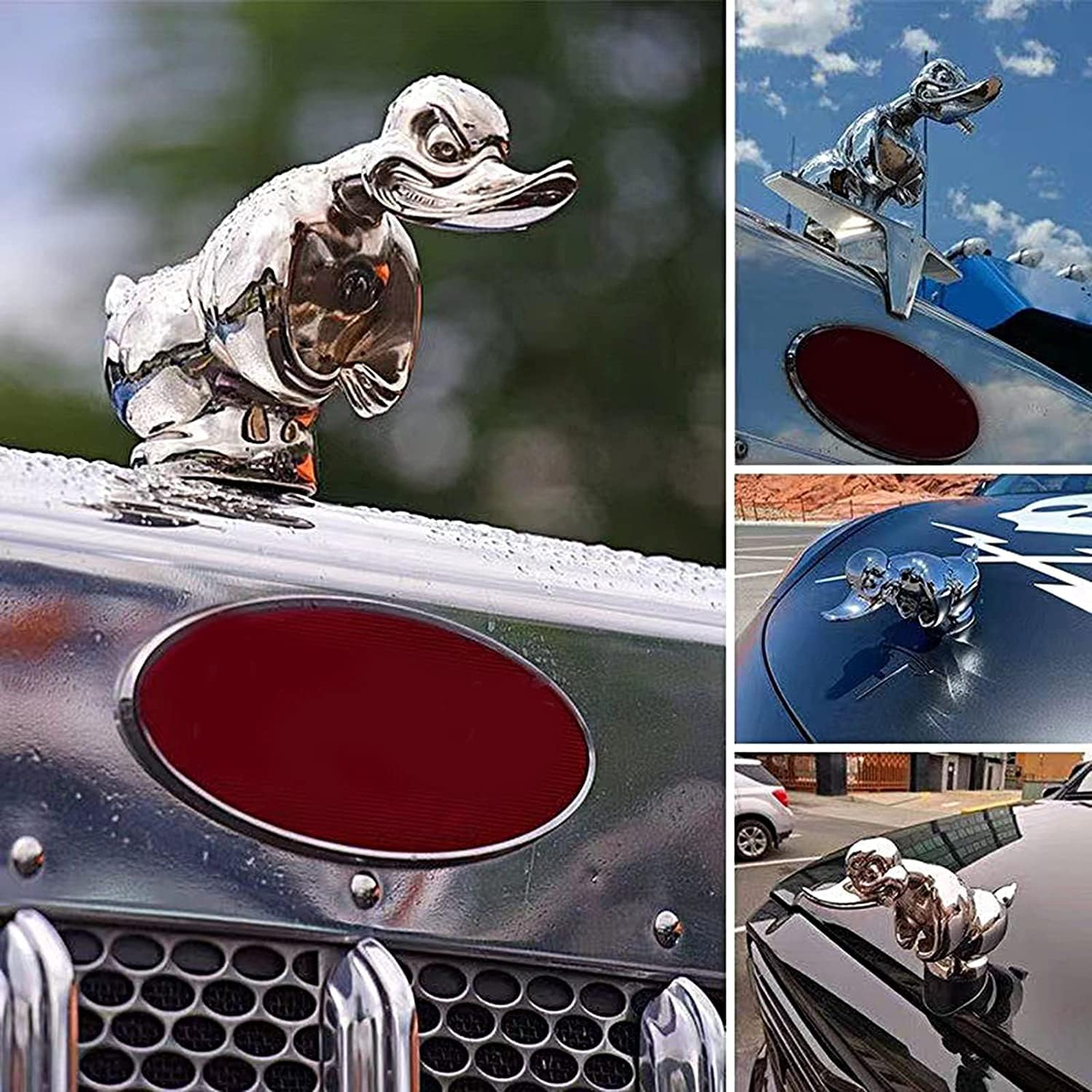 3D Chromed Duck Hood Ornament, Bar Pub Club Wall Decor, Death Proof Duck Black Alloy Duck Hood Ornament, Novlty Car Decoration Accessories, Front Hood Car Sticker Qzjijosen (Black) - Black image number 6