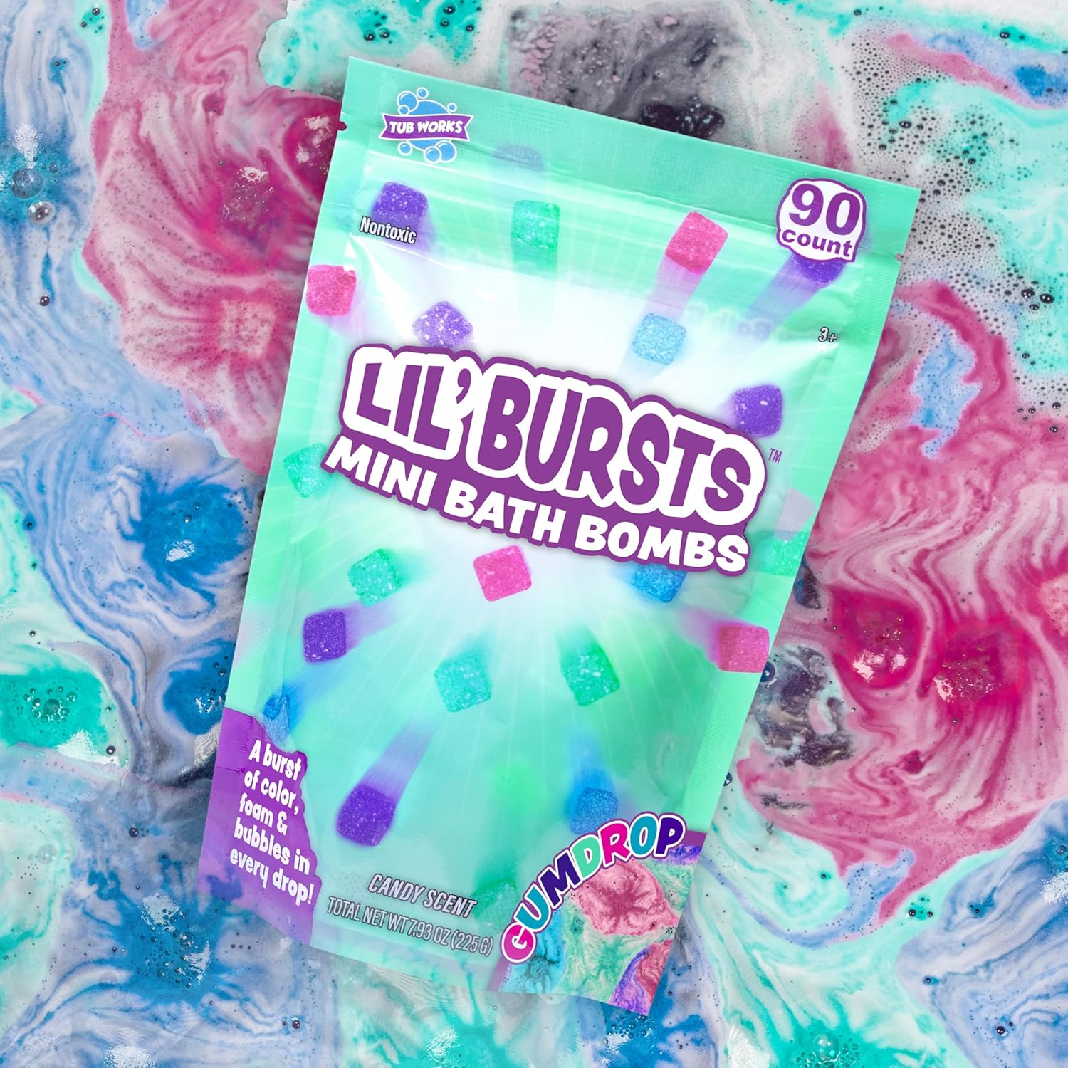 &reg; Lil' Bursts&trade; Mini Bath Bombs for Kids, 90 Count, Candy Color | Non-Toxic | Small Bath Bombs for Kids with a Burst of Color, Foam & Bubbles | Personalize Bath Time image number 3