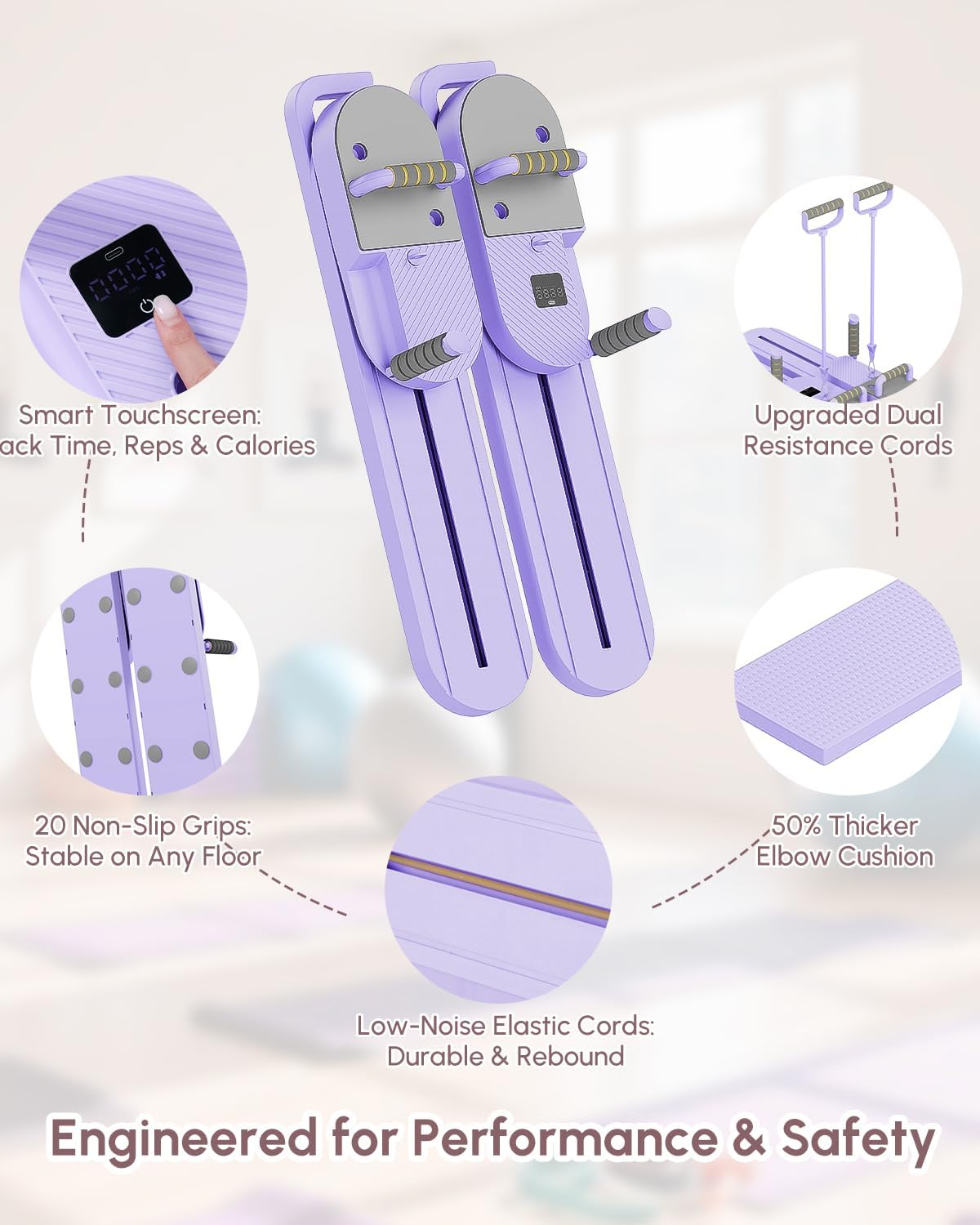 AMAZINGHOME Pilates Board - Sculpting Machine Set Pilates Reformer, Split Type Professional Equipment for Home Resistance Band Full Body Fitness Equipment image number 2