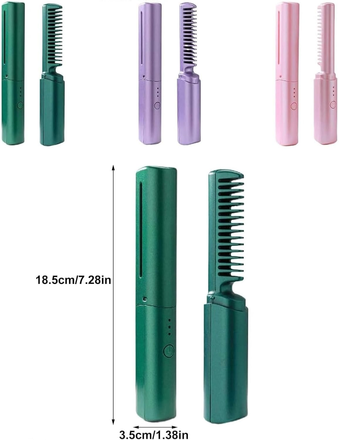2024 Latest Hairdressing Comb, Rechargeable Mini Hair Straightener, Portable Hair Straightener Cordless, 3 Temperature Adjustments Travel Size Electric Flat Iron, Styling Combs (Pink) - Green+Pink image number 6