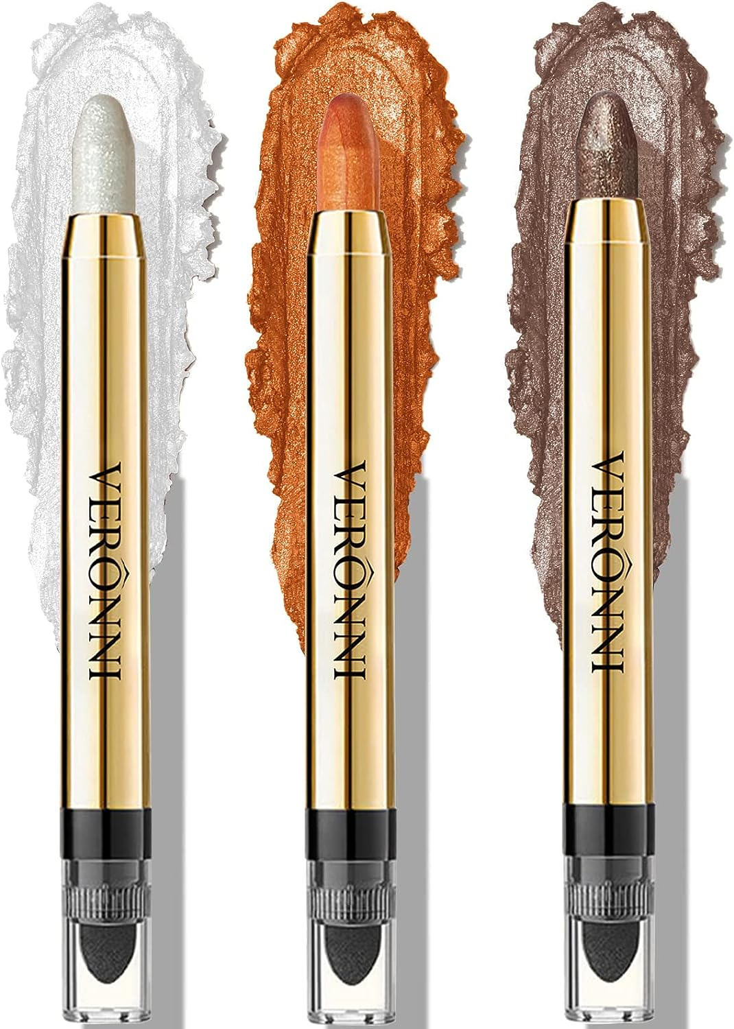 VERONNI Eyeshadow Stick, 3PCS Creamy Shimmer Eye Shadow Stick Set , Waterproof Long Lasting save Makeup Time Eye Pencil with Soft Smudger (3PCS SET 01) image number 4