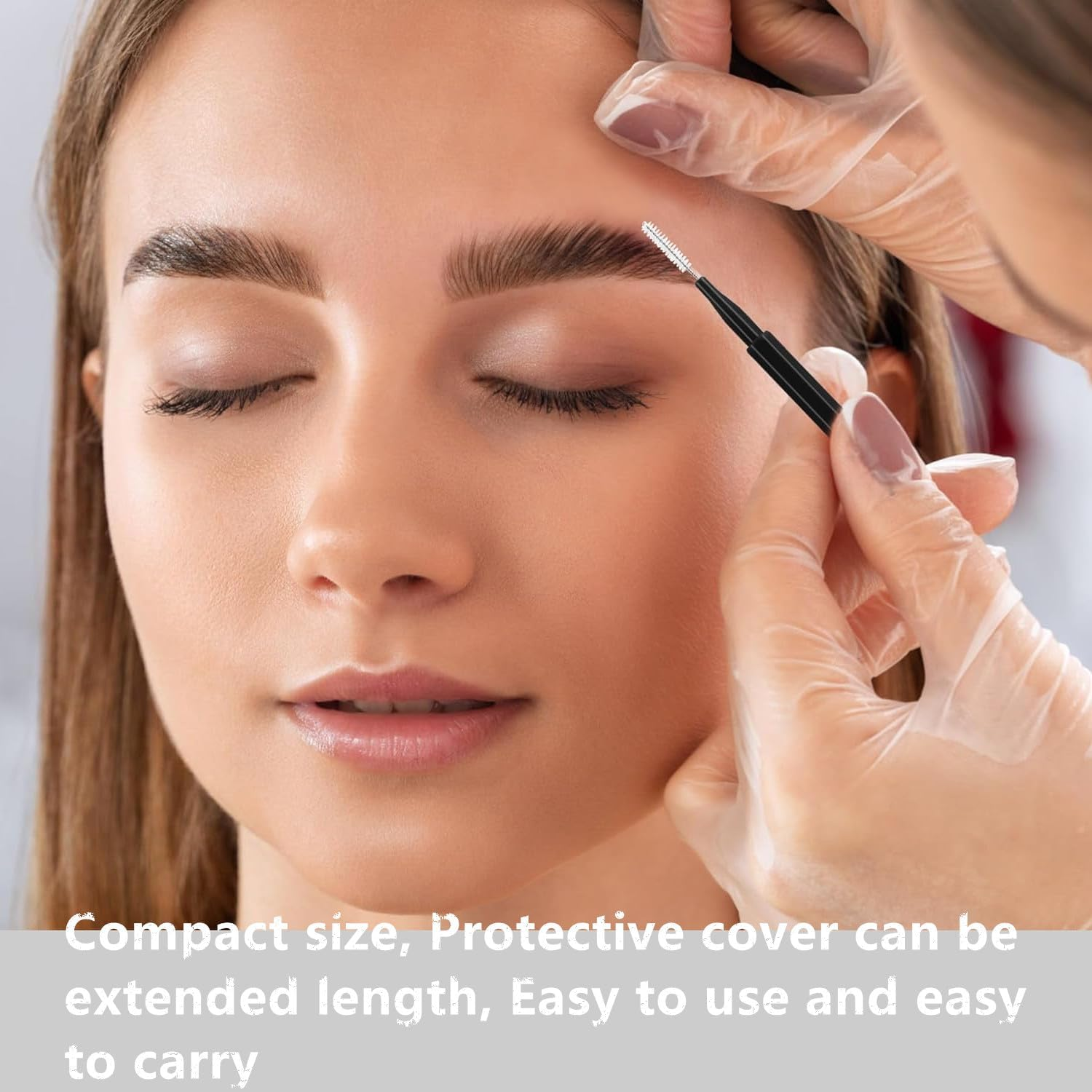 100 Pcs Micro Eyebrow Brush with Cap,Brow Lamination Brush Eyelash Brow Brush Removing Lash Filler, Eyebrow Spoolie Lash Comb Lift Tools for Eyebrows and Eyelashes Extensions Brow Lamination(Black)