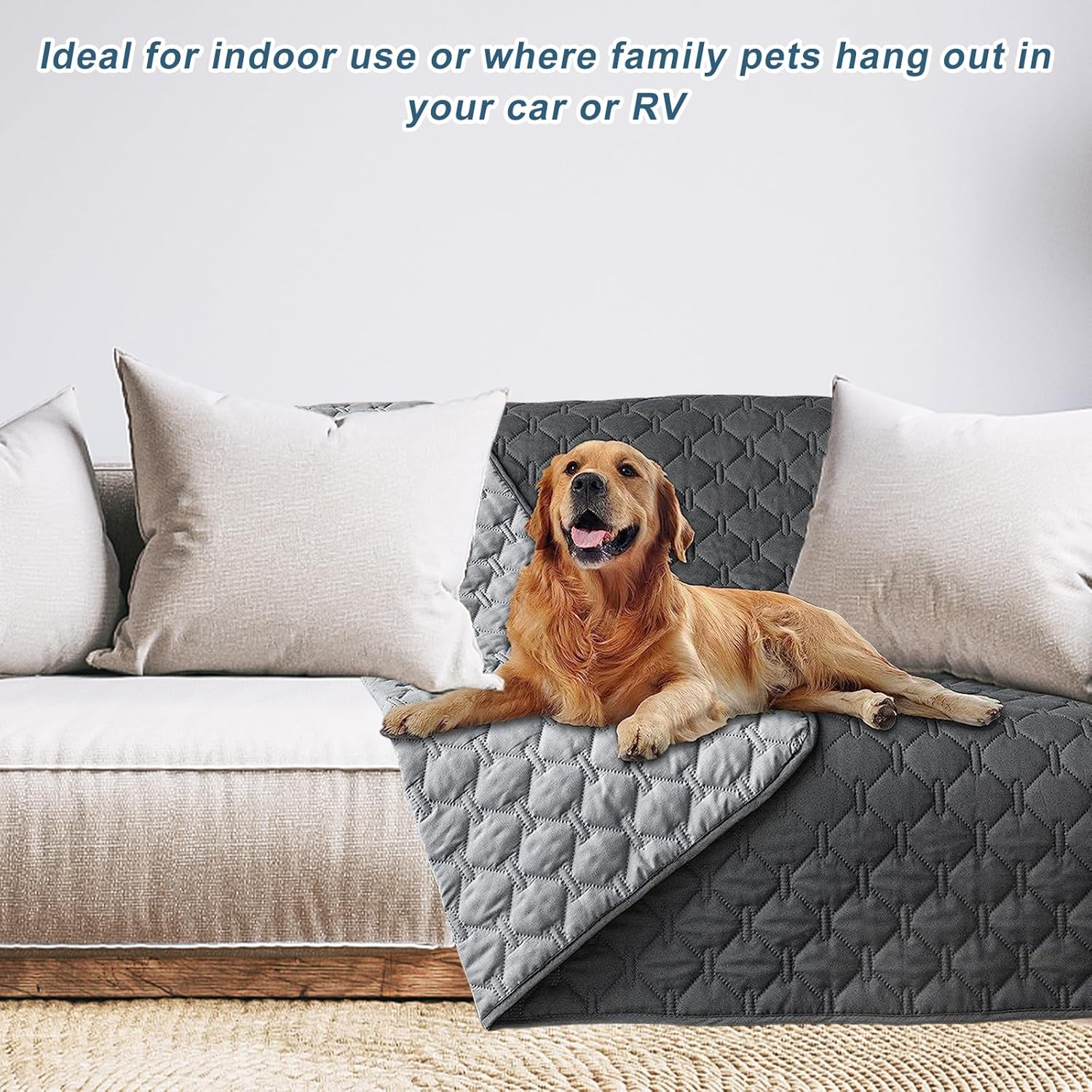 Nizirioo Waterproof Dog Blanket, 130 X 200 Cm, Waterproof Pet Blanket, Waterproof Blanket, Reversible Scratch-Resistant Protective Blanket for Dogs, Pets, Cats (Dark Grey) image number 3