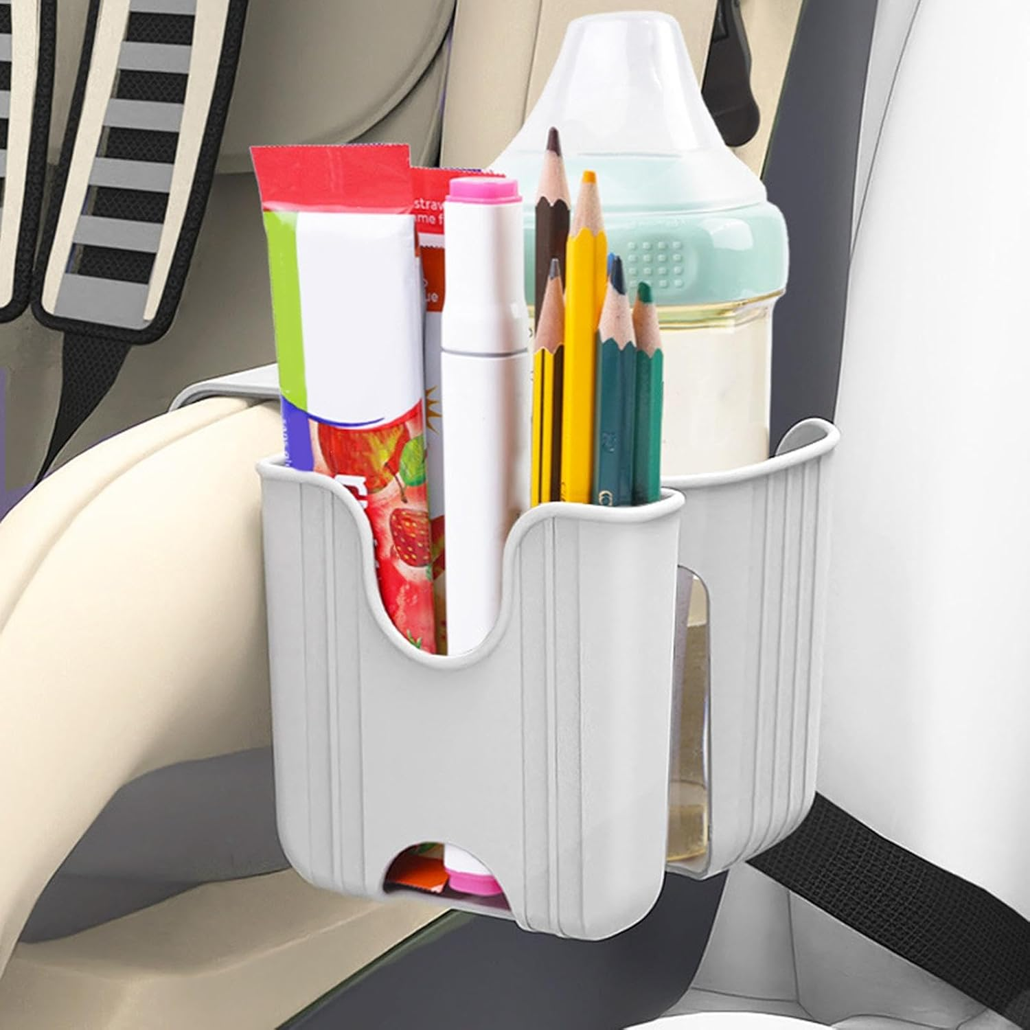 Car Seat Cup Holder - Child Car Seat Cup Organizer Holder, Adjustable Base Auto Storage Tool | Baby Stroller Cup Holer Wheelchair Cup Holder, Multi-Functional Cup Holder for Car Seat Rack Accessories