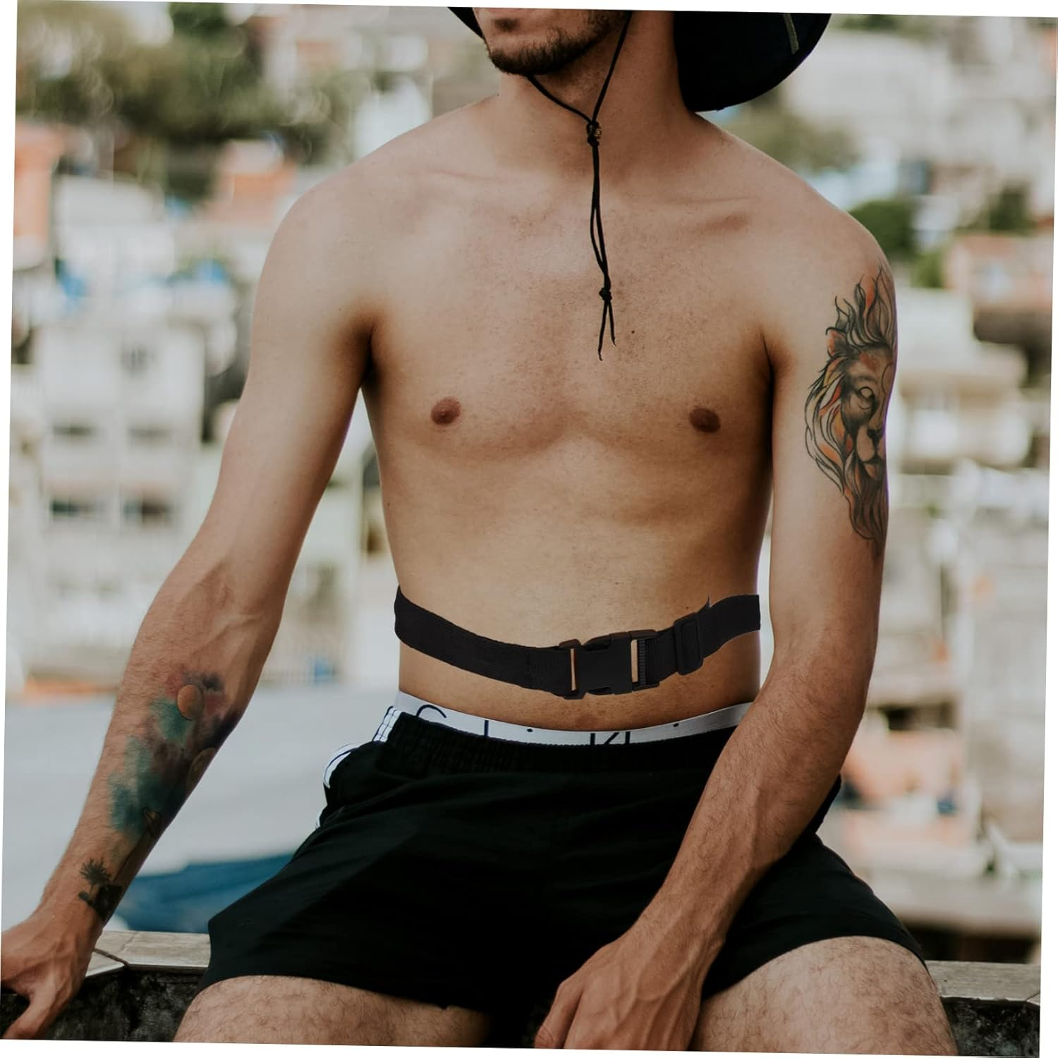 KICHOUSE Invisible Safety Belt Money Bag 120Cm Black Sports Running Waist Wallet Portable Travel Outdoor Fanny Pack with Hidden Pocket for Secure Storage image number 2