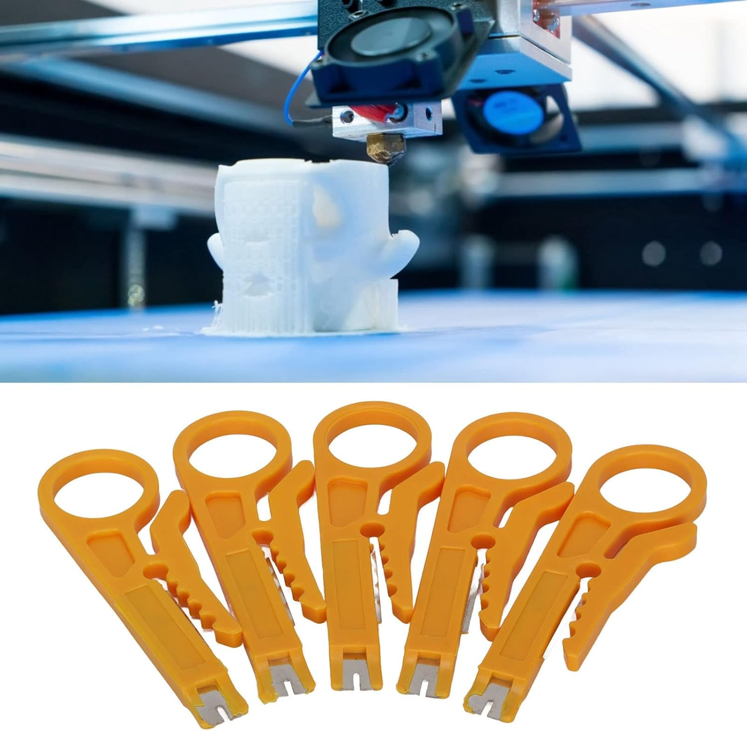 Fafeicy 5Pcs Wire Stripper Set, Mini Cable Stripping Tool for CAT5 Cat5E CAT6 Network Wires Crimping Tool for 3D Printer PTFE Tubes Portable Multi Function Kit image number 4