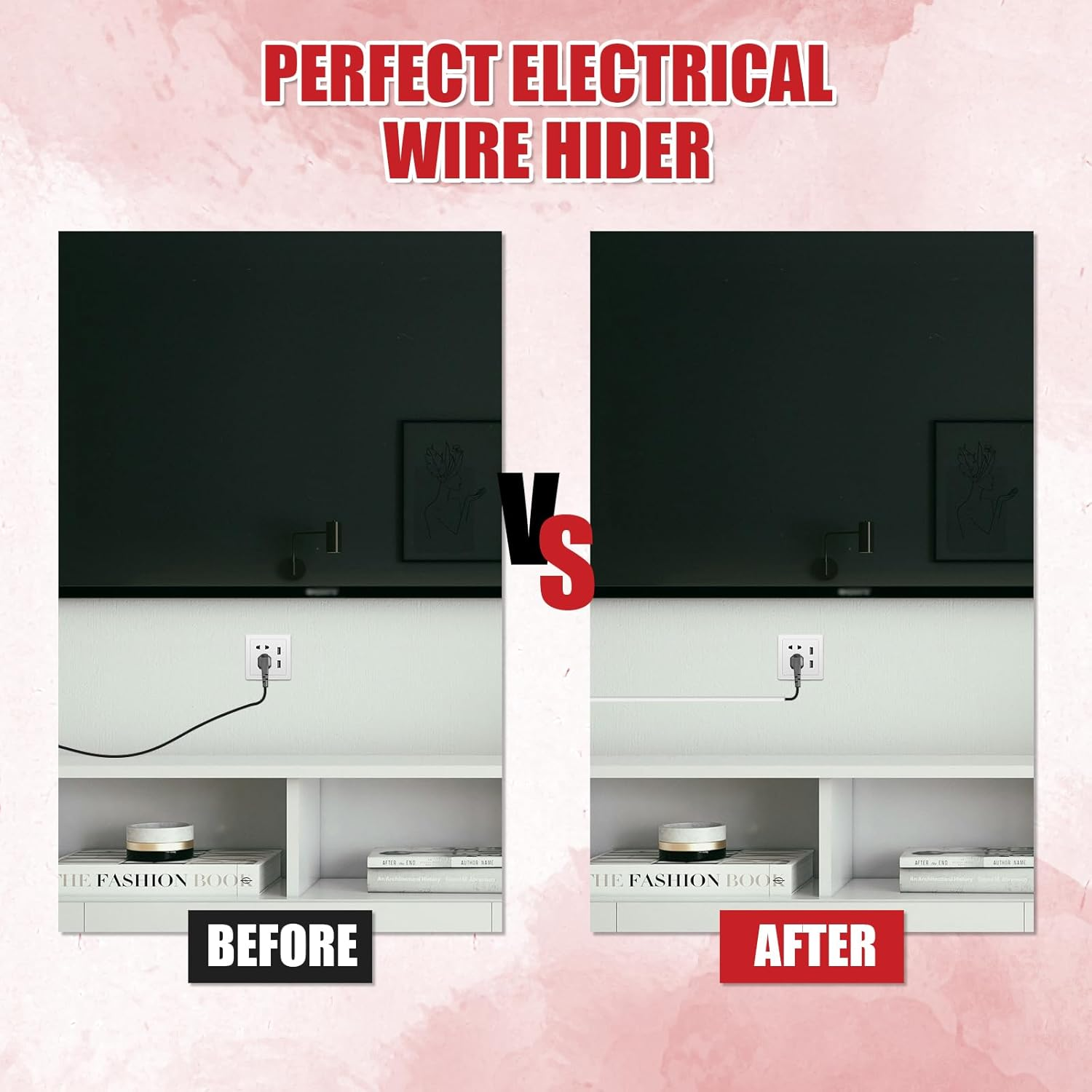 Wall Cord Hider, 39.4 Inch Self-Adhesive Wire Covers Floor Cord Cover Cable Hider Wall Wire Hider Flexible Cable Raceway for Home Office Cable Management image number 3