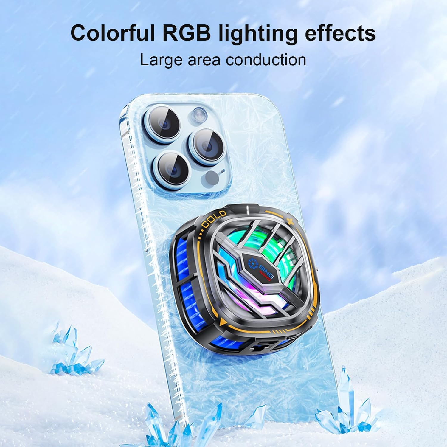 Magnetic Phone Cooler for Gaming, Portable Semi-Conductor Radiator Cooling, Mobile Phone Radiator Case for Iphone Android Smartphones from 4.5 to 7.5 in for Live Streaming/Gaming/Pubg/Codm image number 6