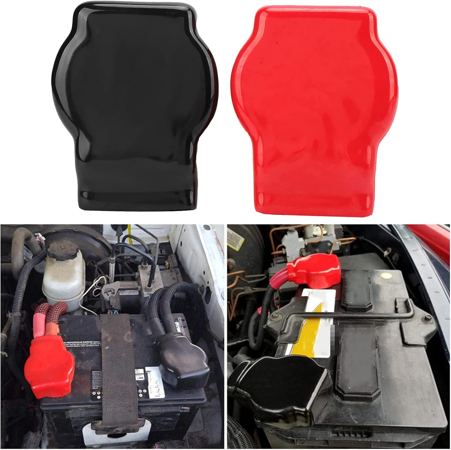 Fdit 2Pcs Universal Battery Terminal Covers, PVC Positive/Negative Terminal Protector for Cars, Motorcycles, Trucks & Rvs | Fireproof, Dustproof & Insulation Sleeves image number 1