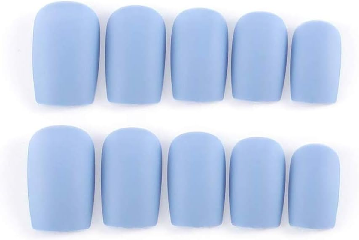 24 Pcs False Nails Blue Long Fake Nail Coffin Full Cover for Women and Girls Patch Beauty Salon image number 1