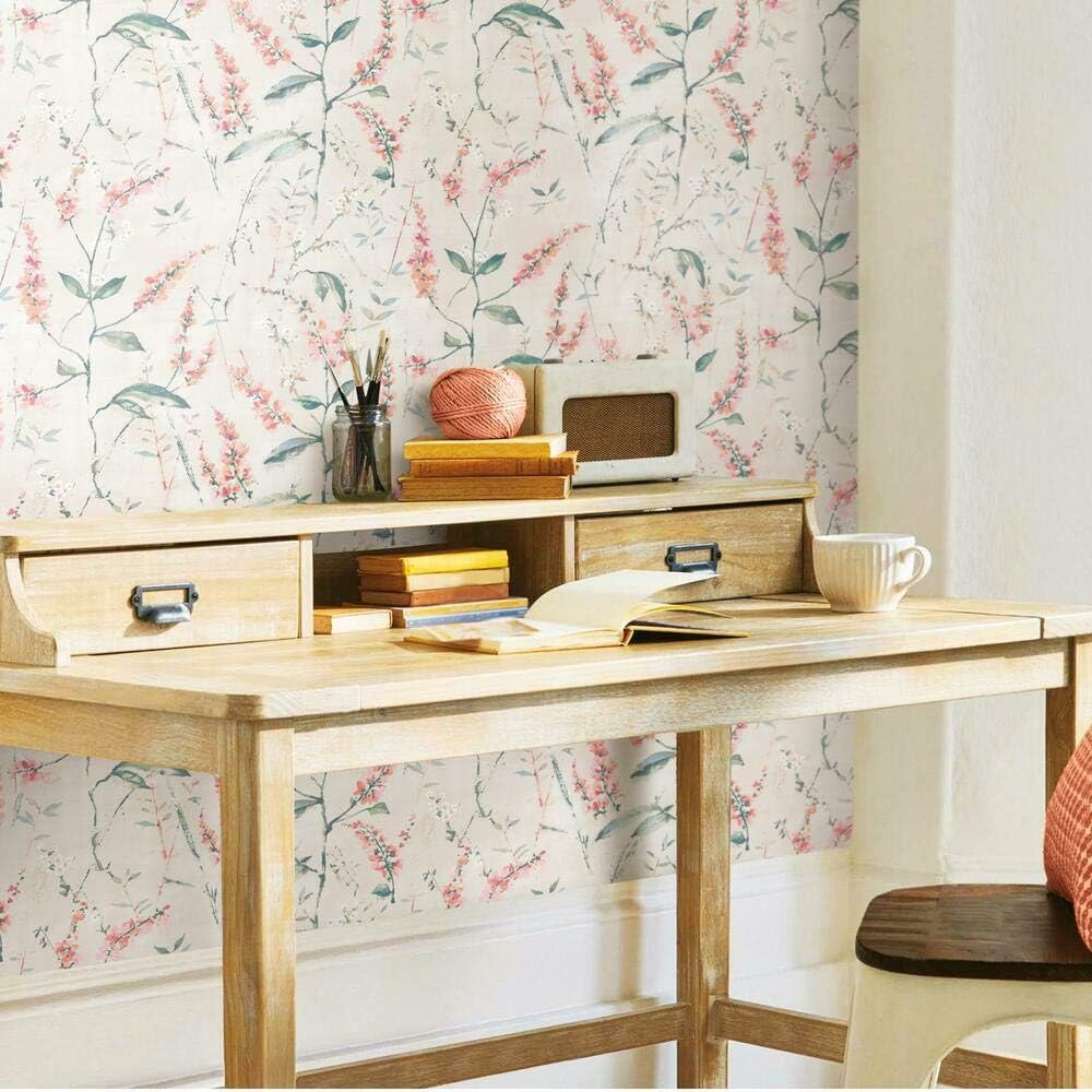 Roommates RMK11471WP Coral Floral Sprig Peel and Stick Wallpaper image number 4