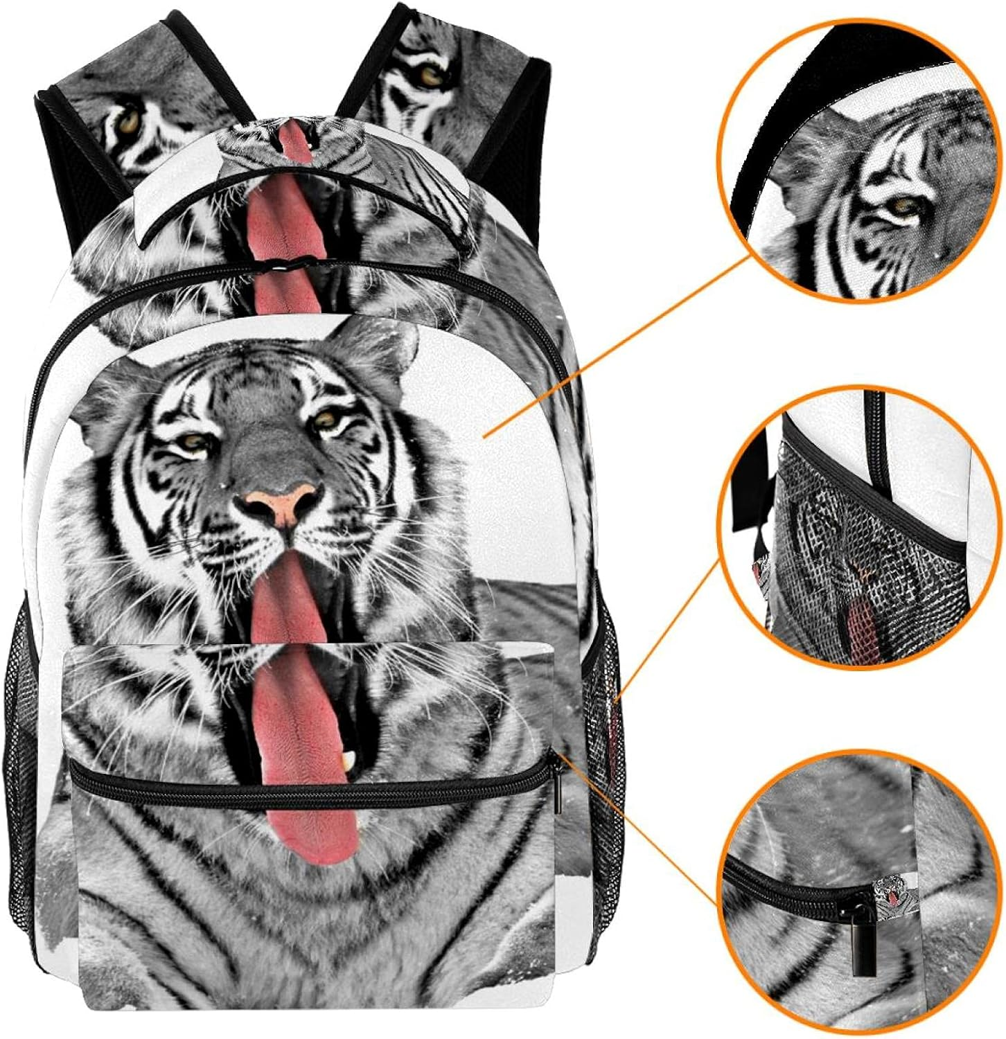 Tiger Backpack Students Shoulder Bags Travel Bag College School Tote Backpacks image number 3