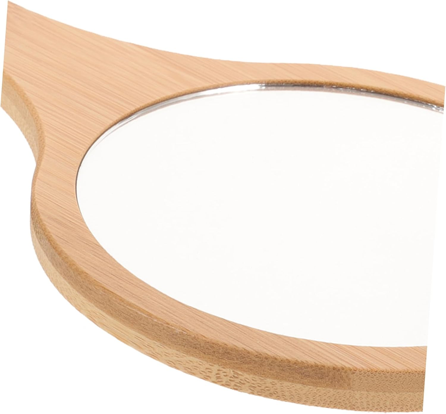 Portable Women Makeup Mirror Handheld Vanity Mirror Bamboo Handle Travel Essential image number 2