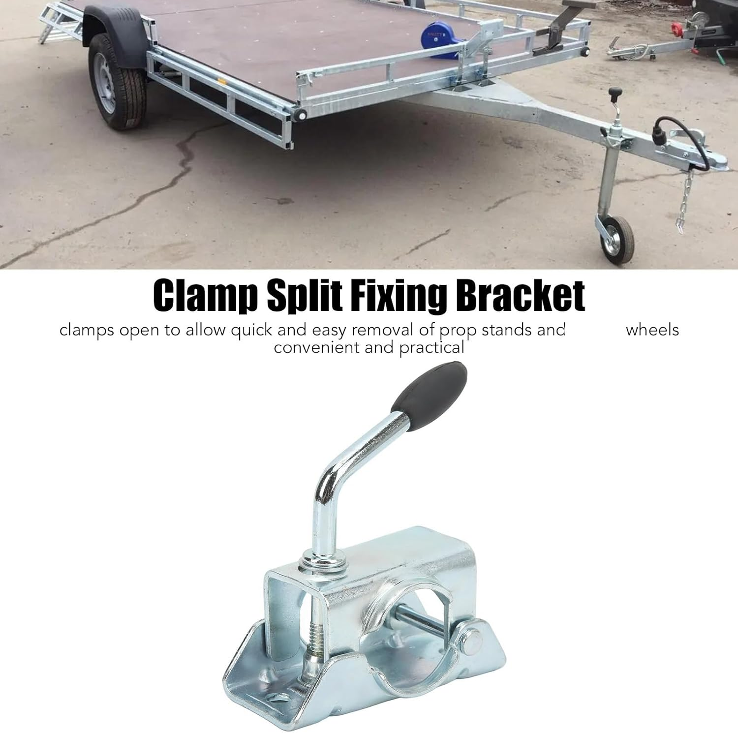 Split Fixing Bracket with Clamp, Practical 48Mm/1.89In Heavy Duty Rustproof Professional Wheel Holder for Camper Trailer image number 5